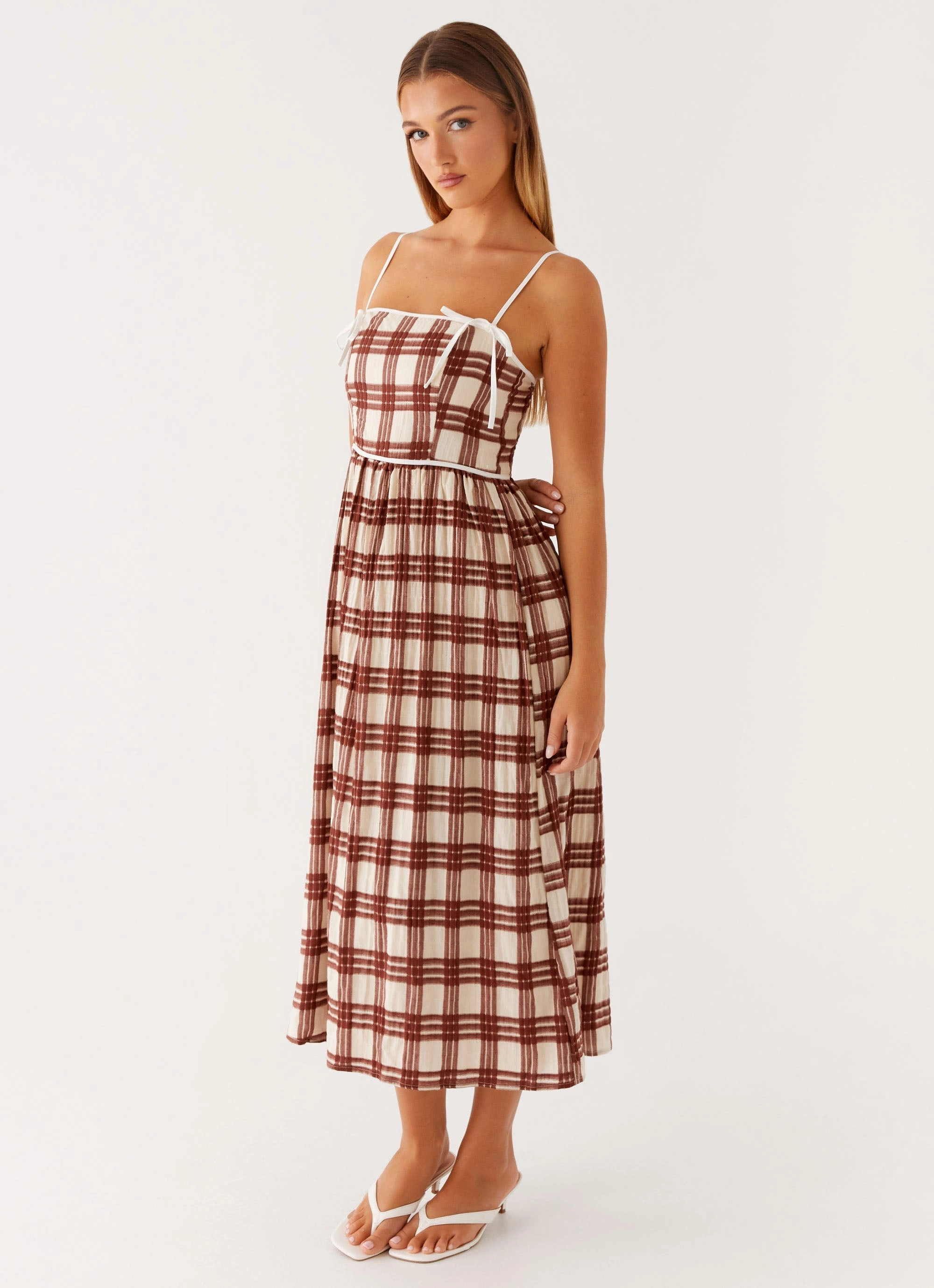 Fine Texture Shyanne Midi Dress - Chocolate Check