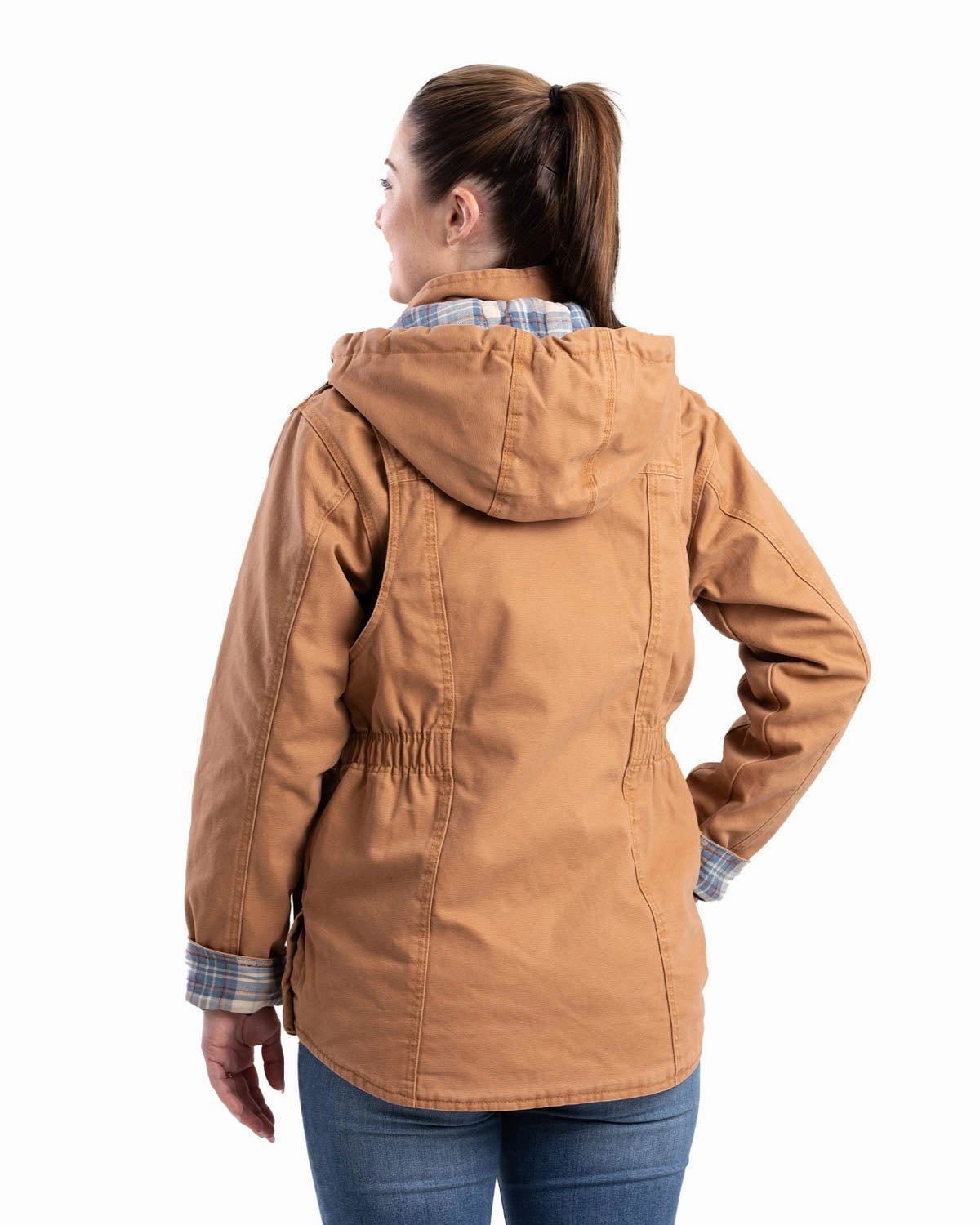 Berne Brown Duck 100% Cotton Womens Vintage Washed Duck Barn Coat Recycled Polyester Breathable City Style