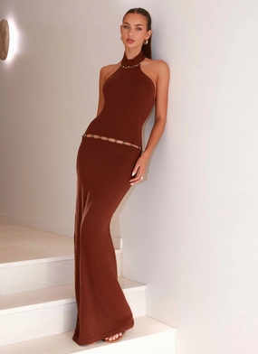 Opaline Knit Maxi Dress - Chocolate Work Coat