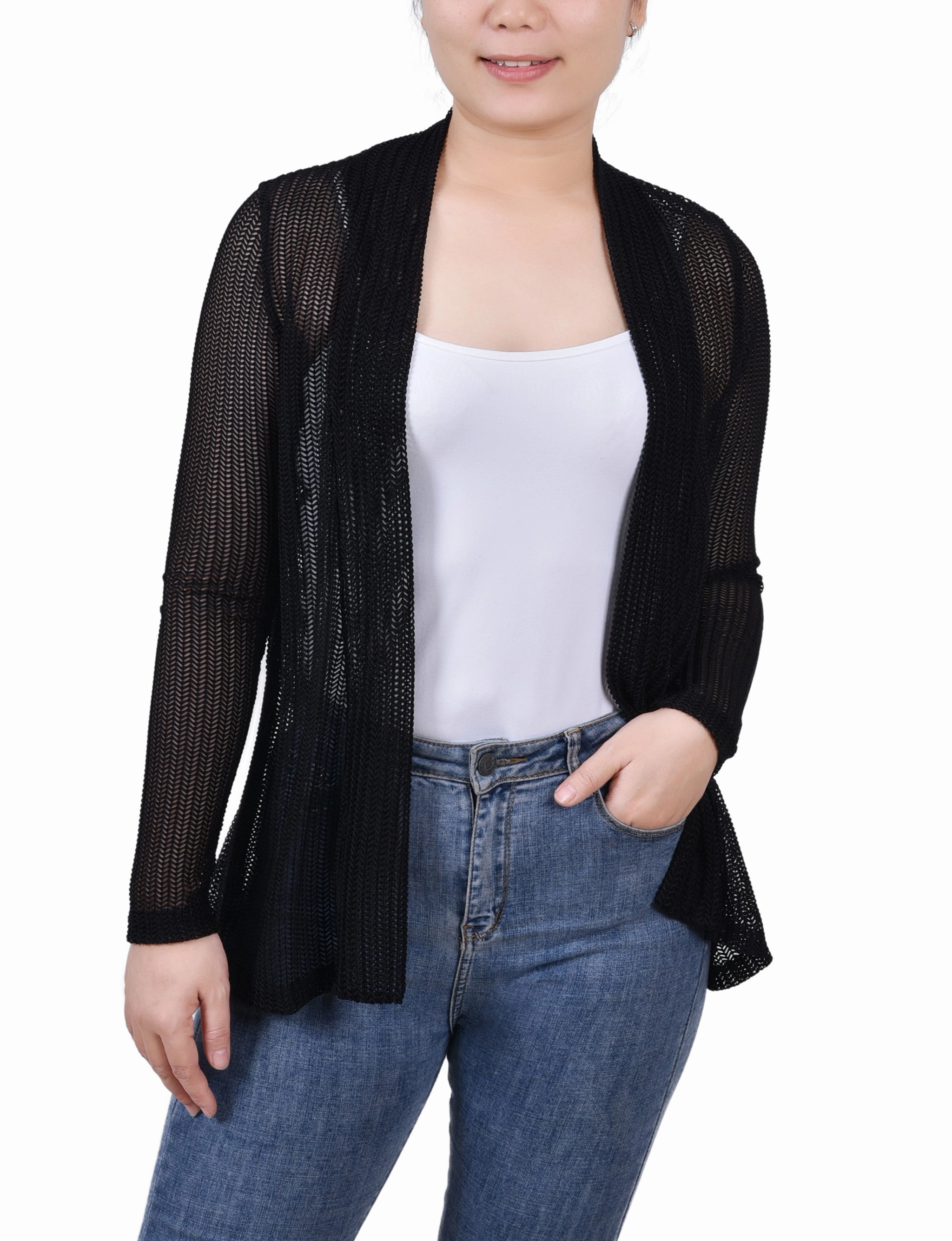 Open Knit Cardigan Durable Reinforced Elbows