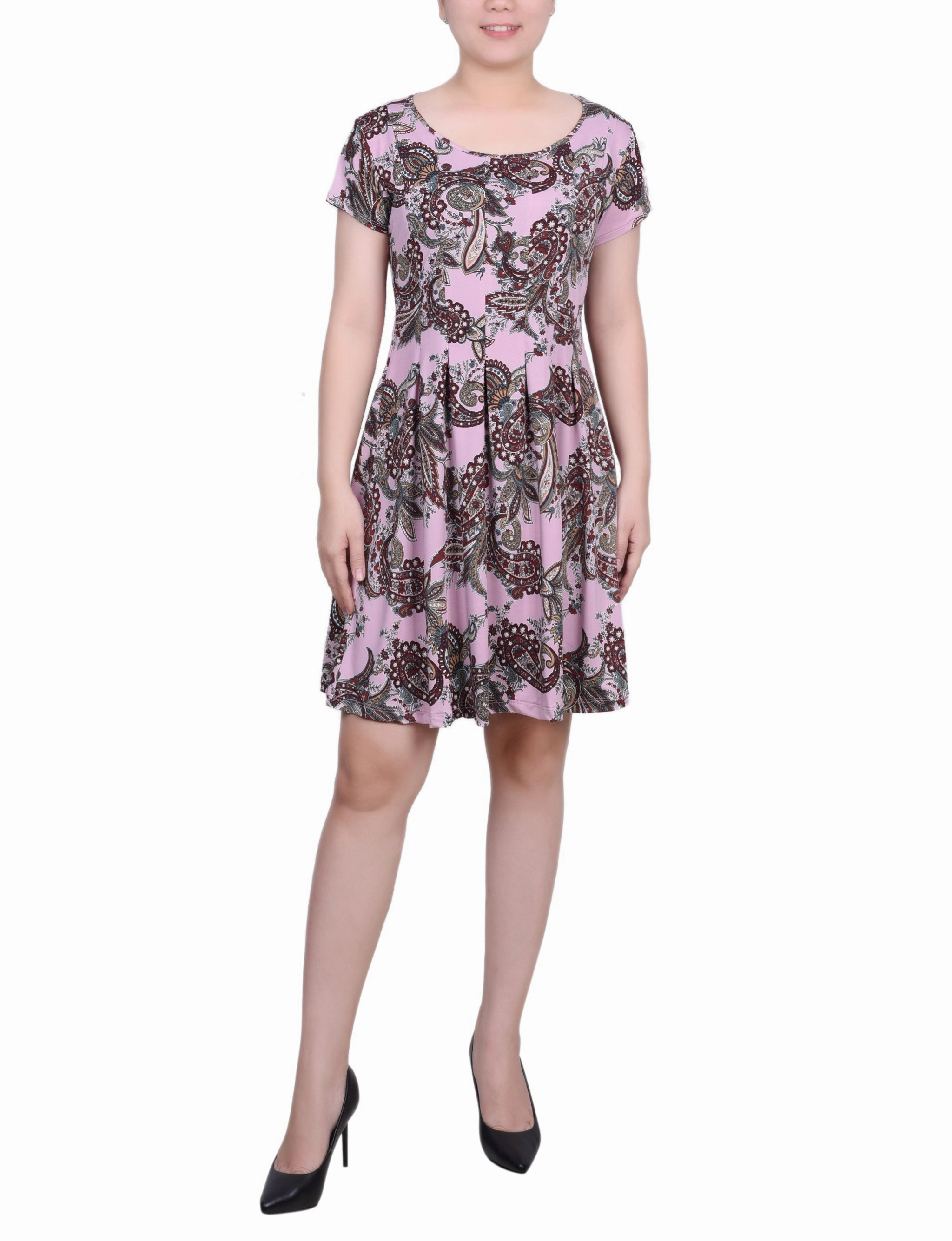 Cap Sleeve Pleated Dress Smart Comfort