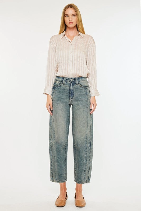 OPHELIAH HIGH RISE SLIM BARREL FIT JEANS Regular Style Travel Ready