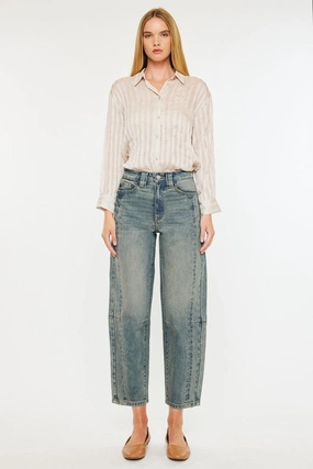 OPHELIAH HIGH RISE SLIM BARREL FIT JEANS Travel Outfit Professional Wear