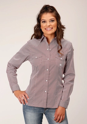 Mountain Retreat wrinkle free Roper Womens Climbing Diamond Red Cotton Blend L/S Shirt