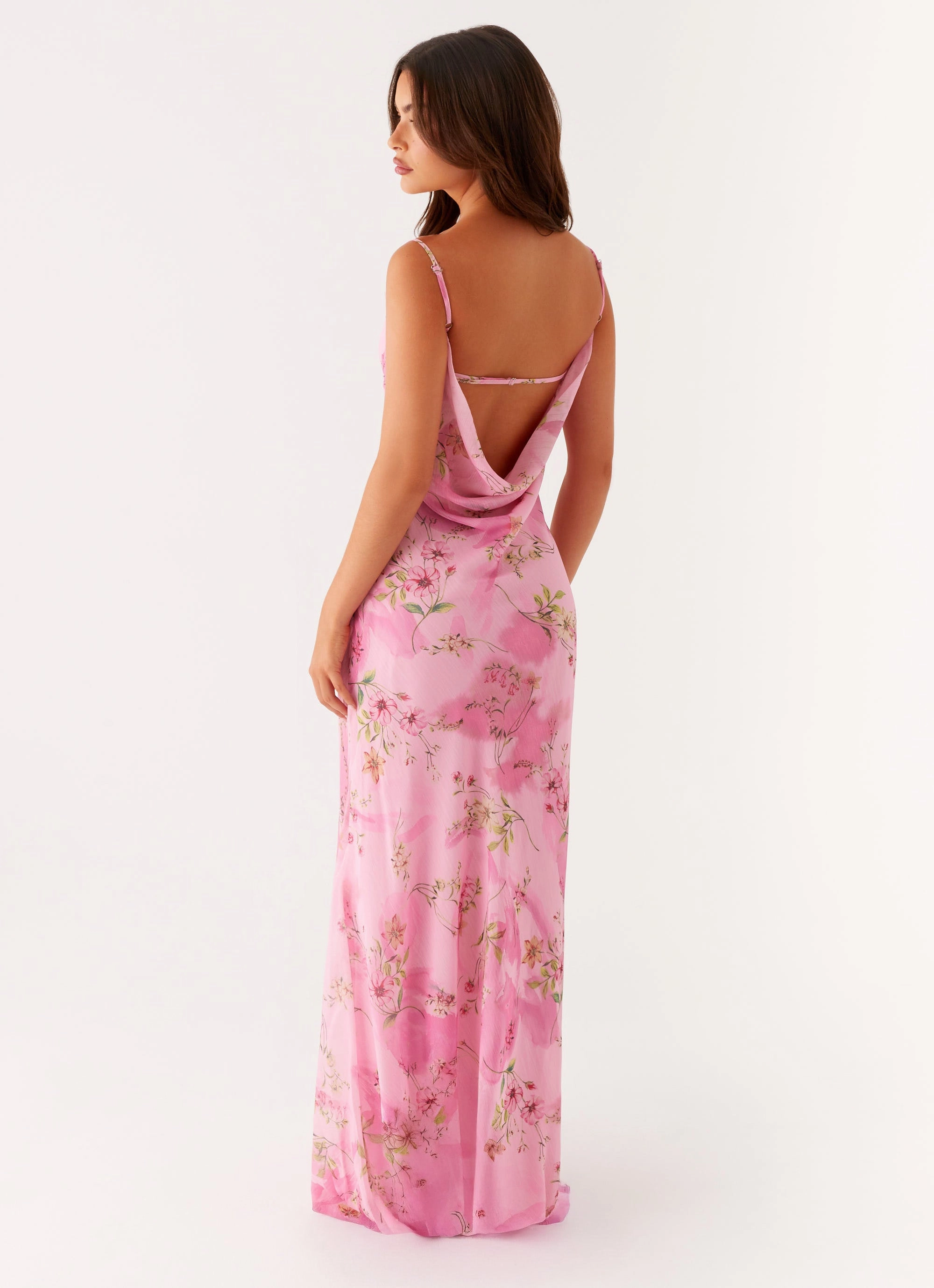 Orlando Maxi Dress - Pink Floral Print Long Coat