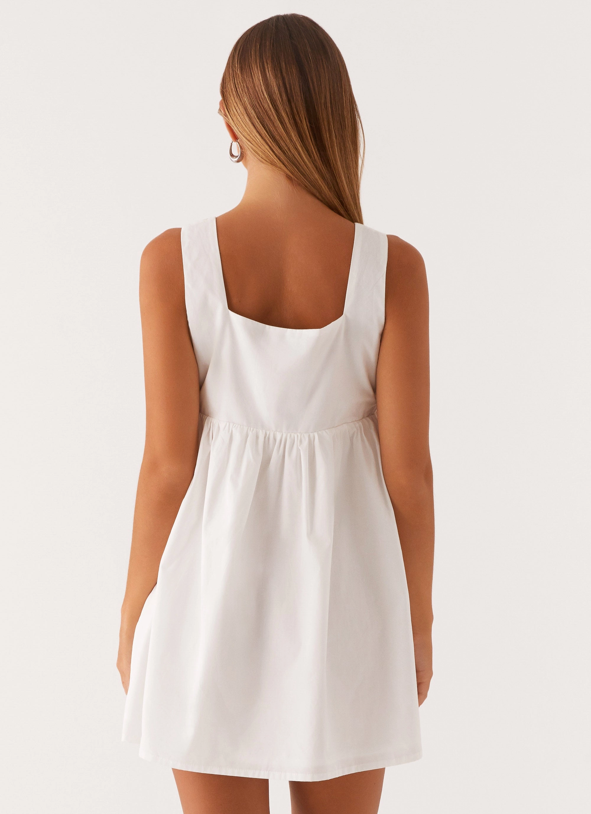 Ottoline Babydoll Mini Dress - White Textured Look