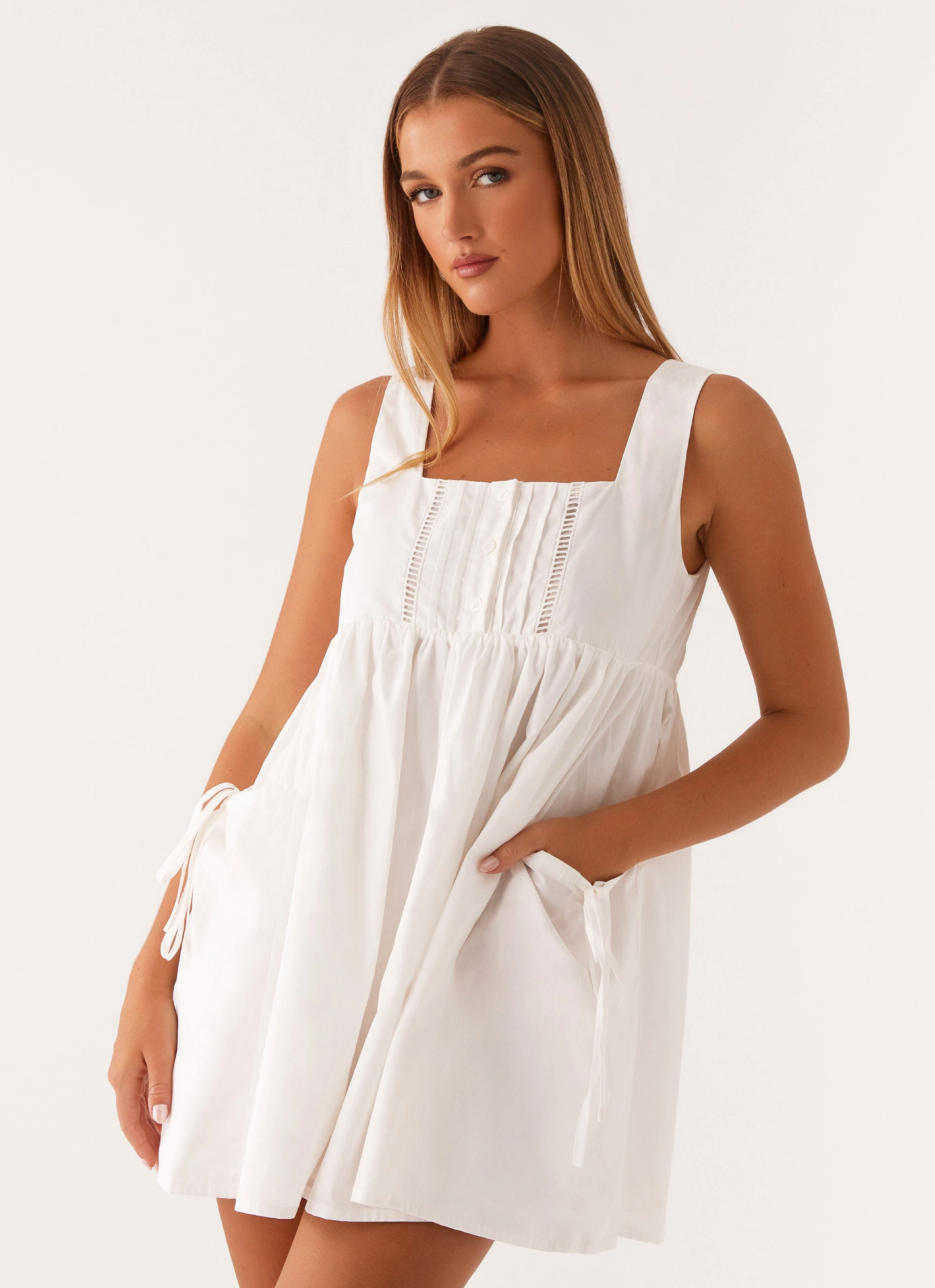 Relaxed Line Ottoline Babydoll Mini Dress - White