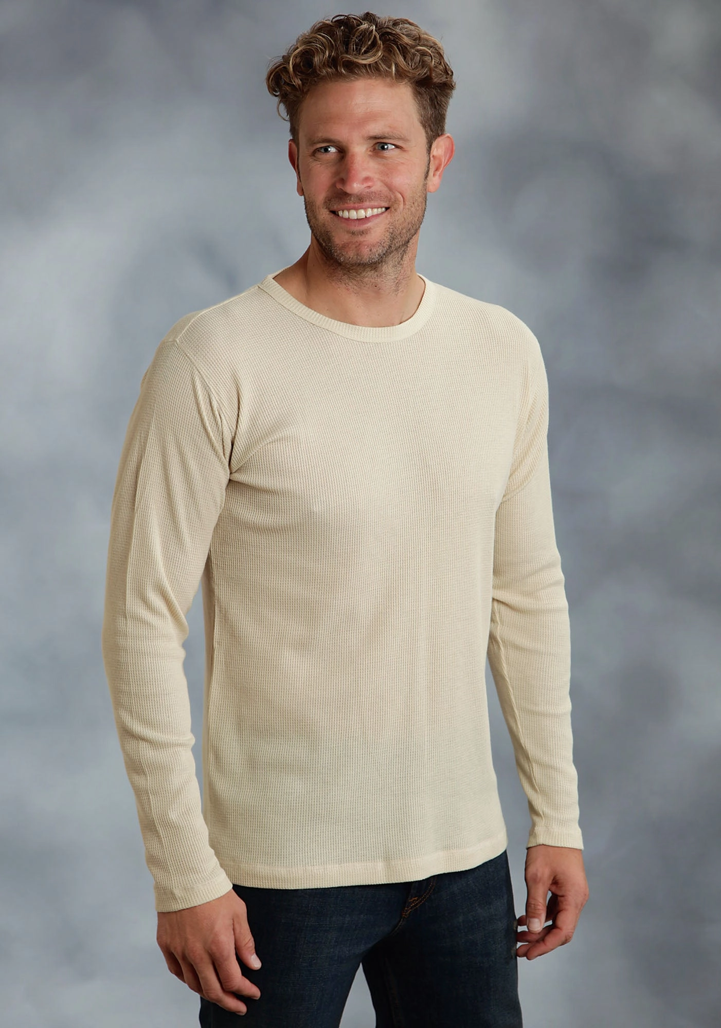 Ethical production Ouray Mens Tan 100% Cotton USA L/S Thermal T-Shirt