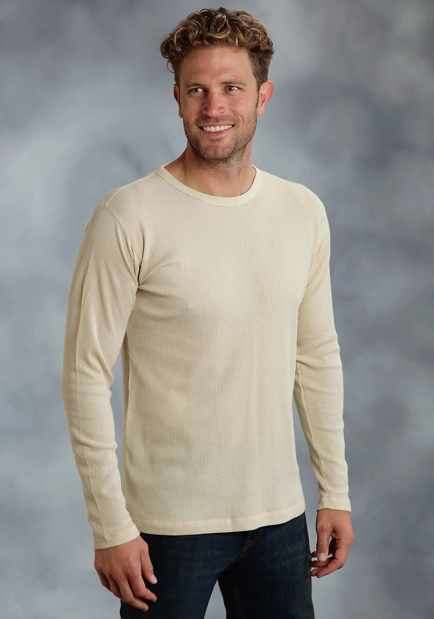 Smooth Stitch Pattern Ouray Mens Tan 100% Cotton USA L/S Thermal T-Shirt