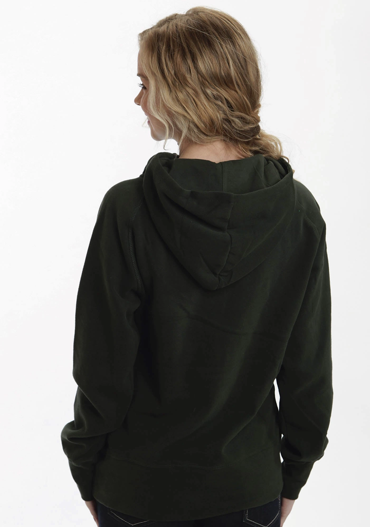 Ouray Womens Forest Green 100% Cotton USA Asymmetric Hoodie Reinforced Shoulder Design
