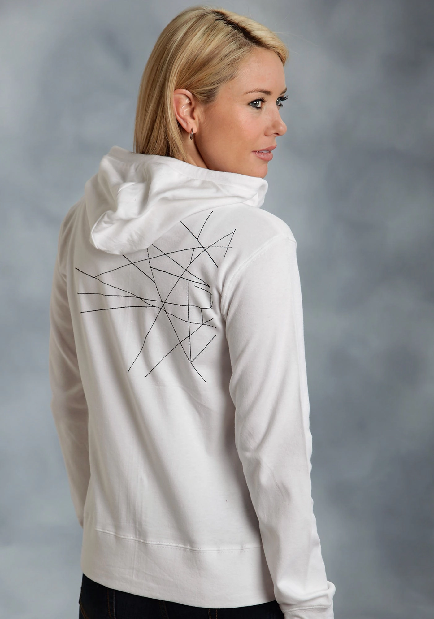 Sleek Outer Convertible Features Ouray Womens White 100% Cotton USA Stitches Hoodie