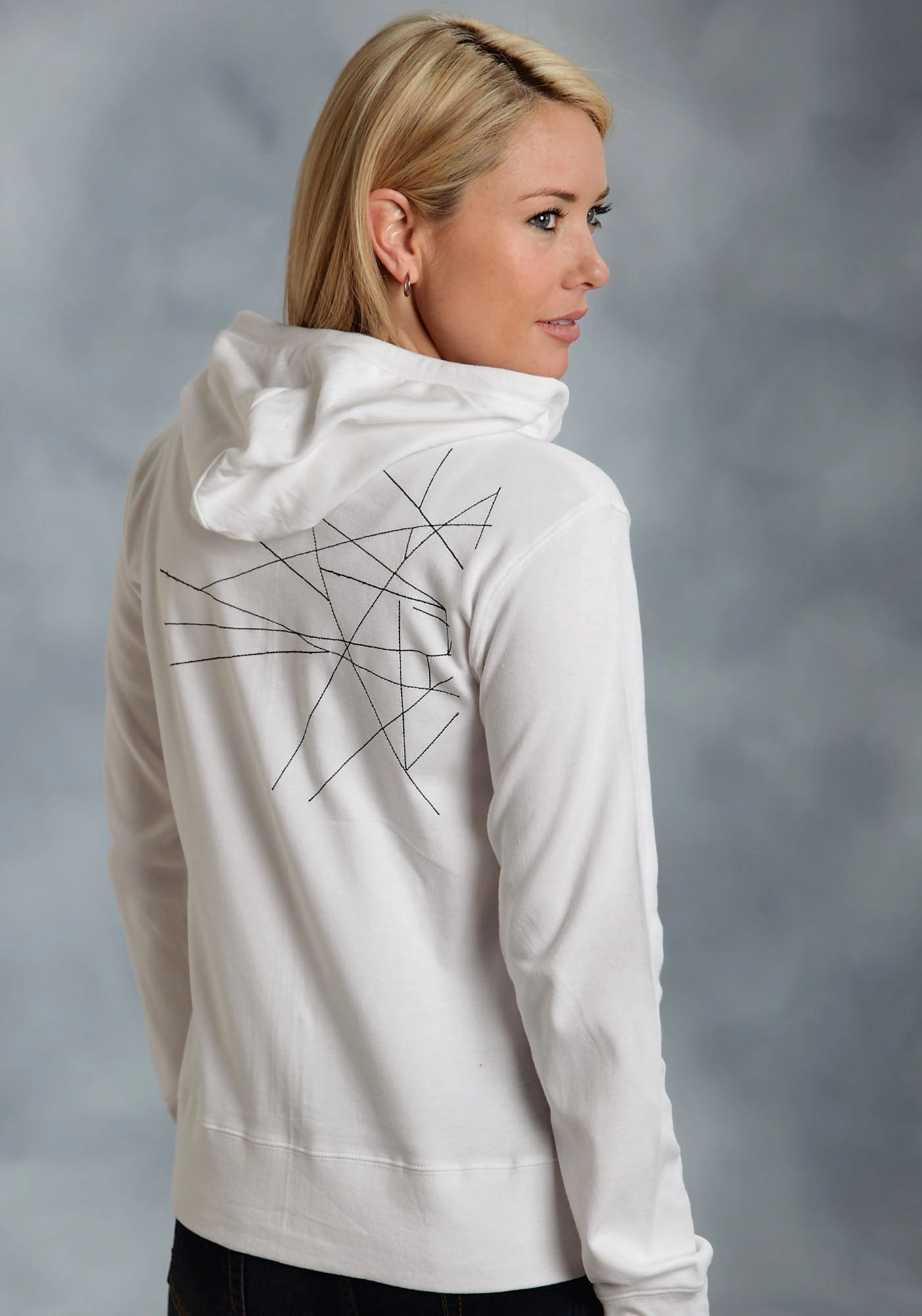 Ouray Womens White 100% Cotton USA Stitches Hoodie Snuggly Pieces