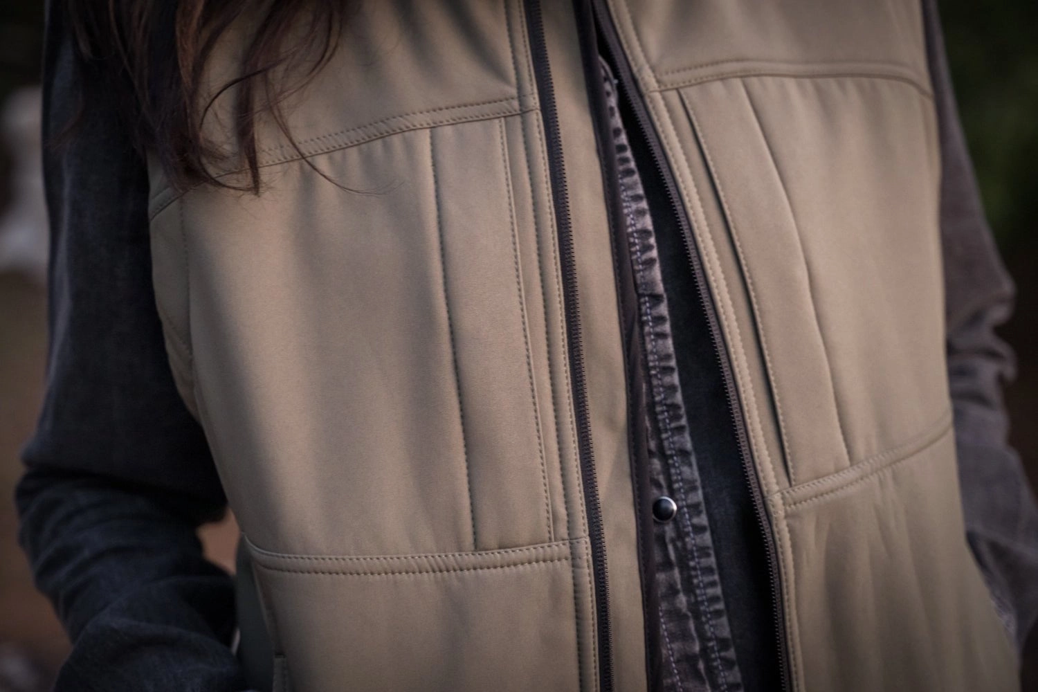 Sun Protective Fabric STS Ranchwear Womens Weston Vest Olive Poly/Spandex Fleece Vest