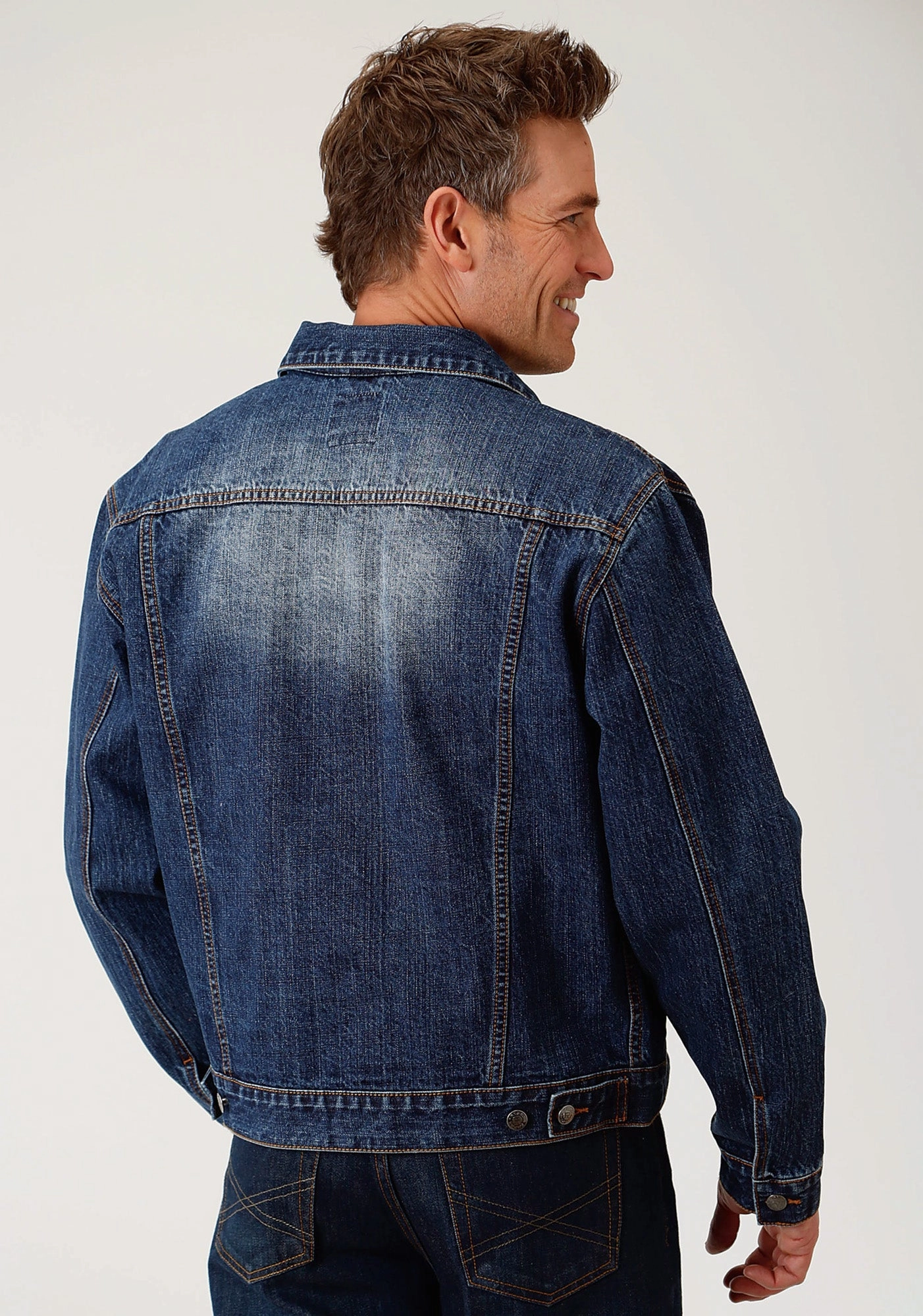 Roper Mens Blue 100% Cotton Denim Button Jacket MoistureWickingLining