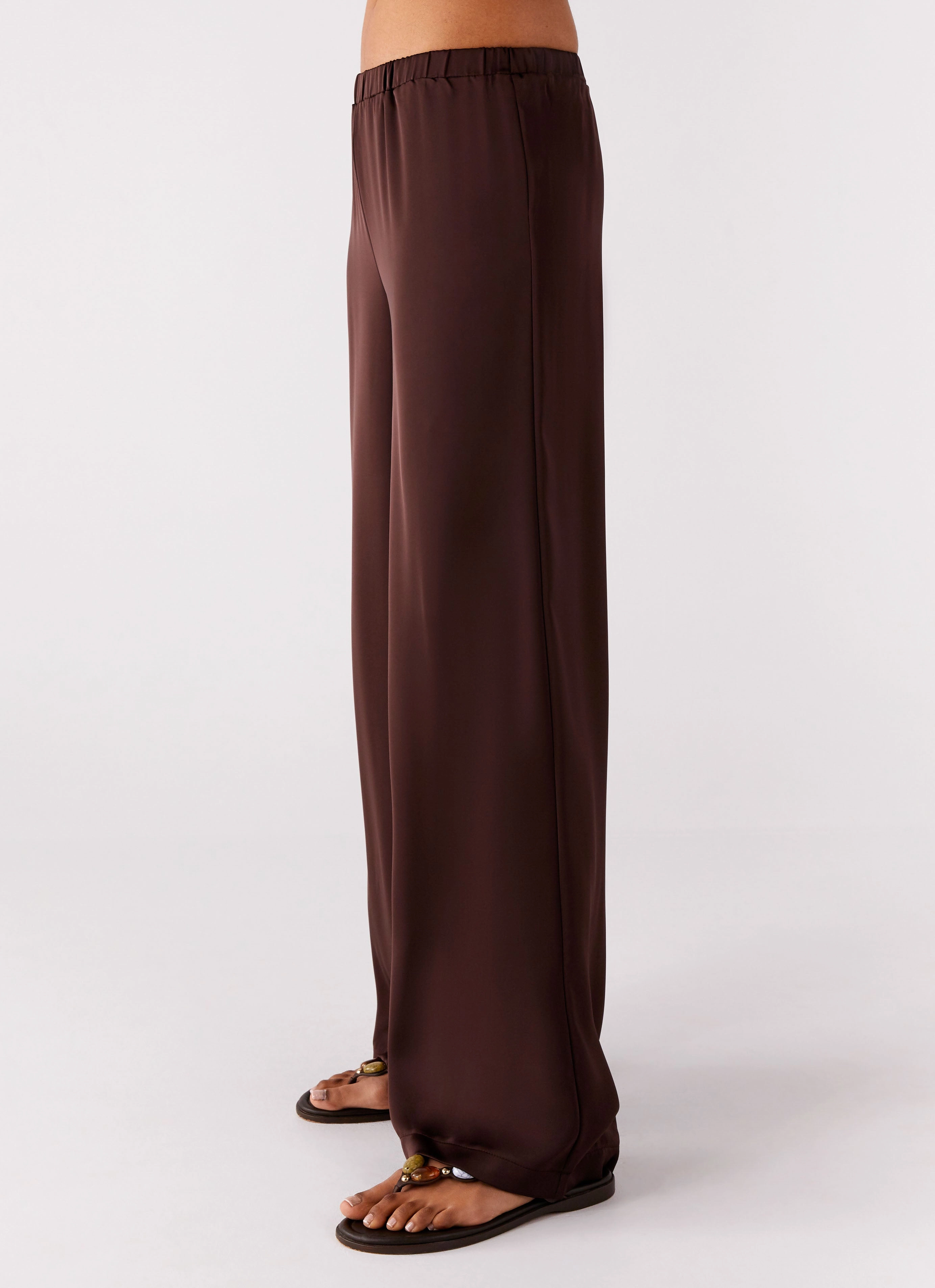 Winter Staple Coordinated Set Palm Cove Satin Pants - Chocolate