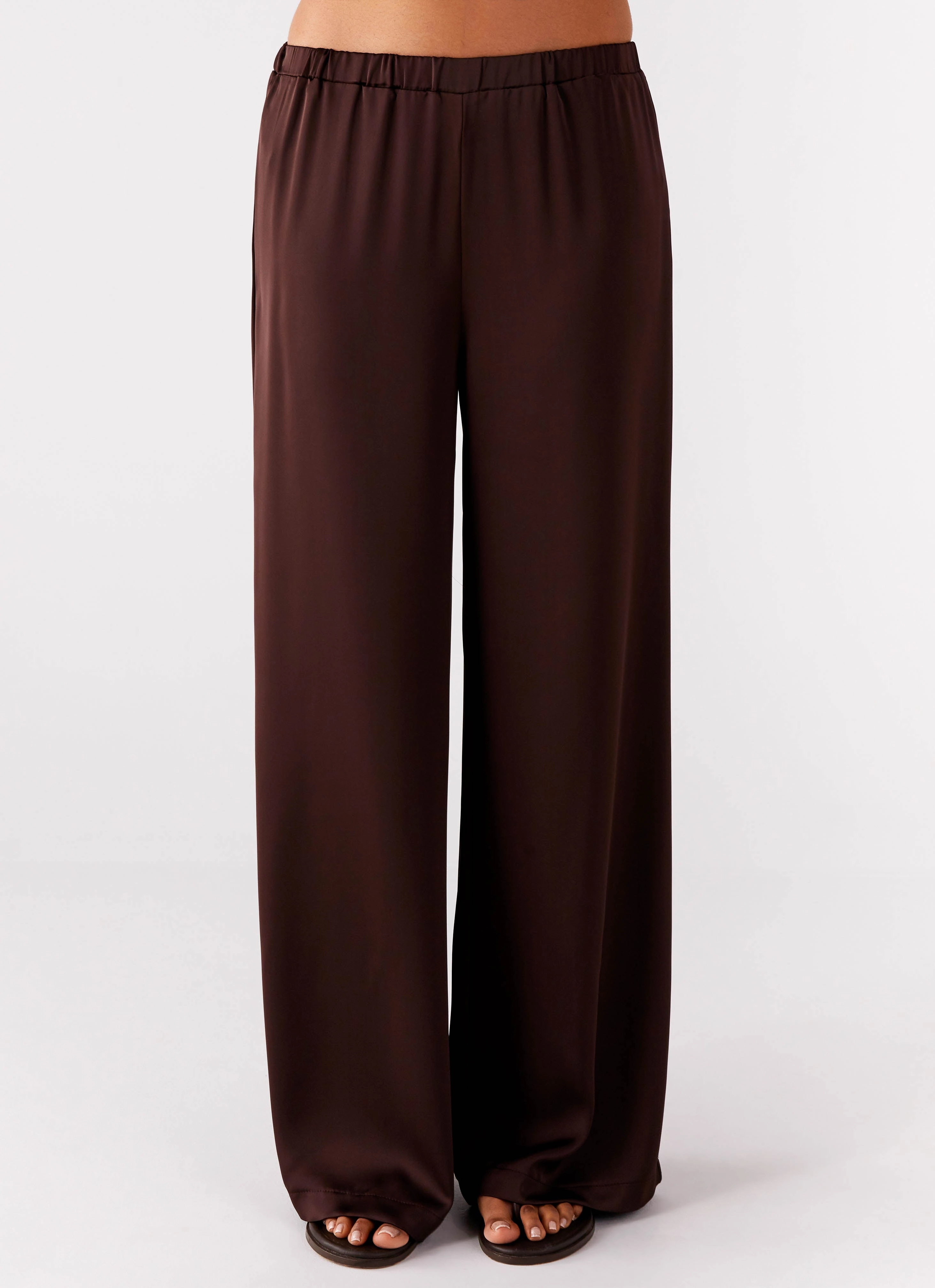 Palm Cove Satin Pants - Chocolate Silk Touch