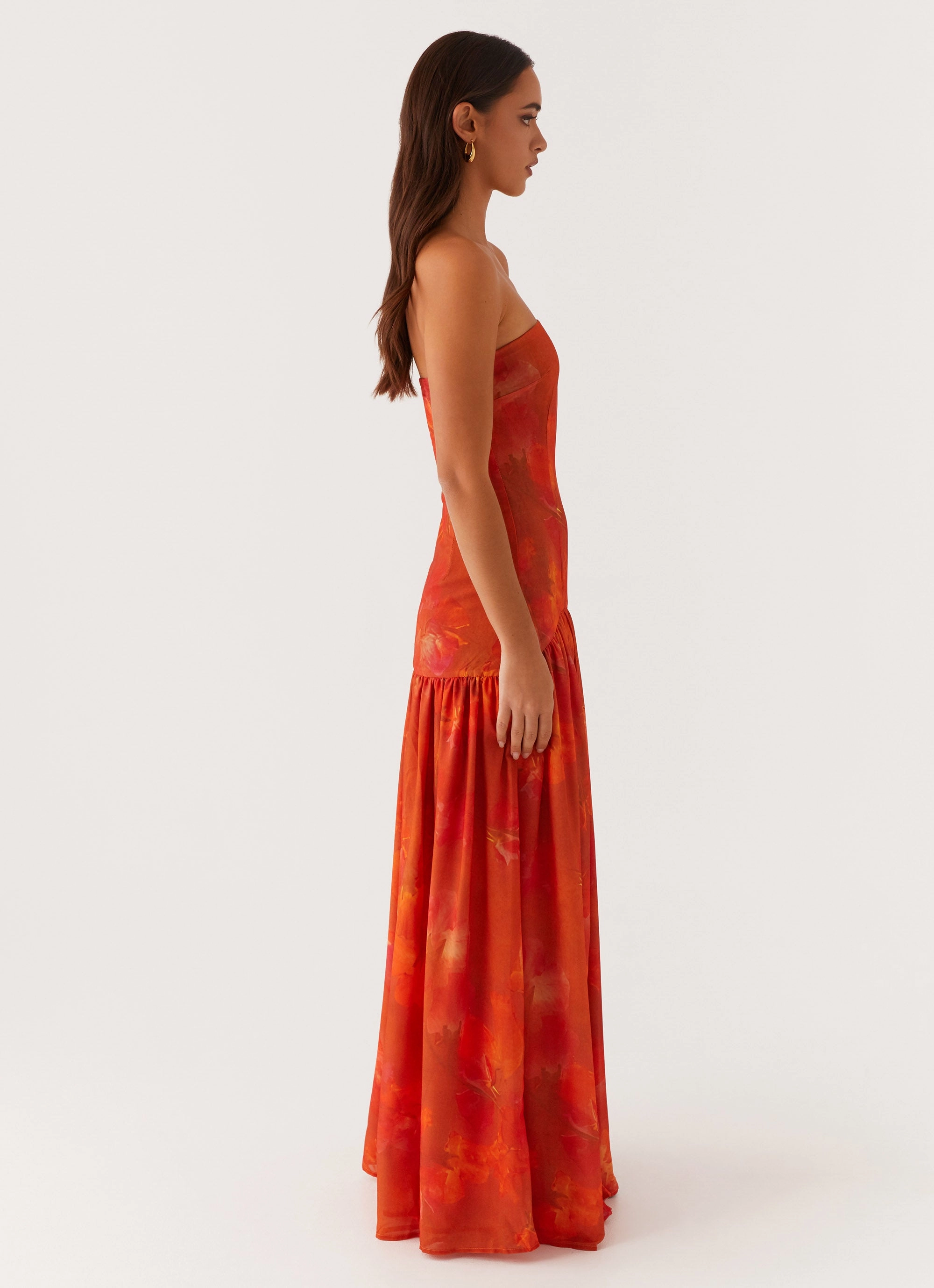 Eden Strapless Maxi Dress - Amber Double Breasted Long Sleeve Jacket