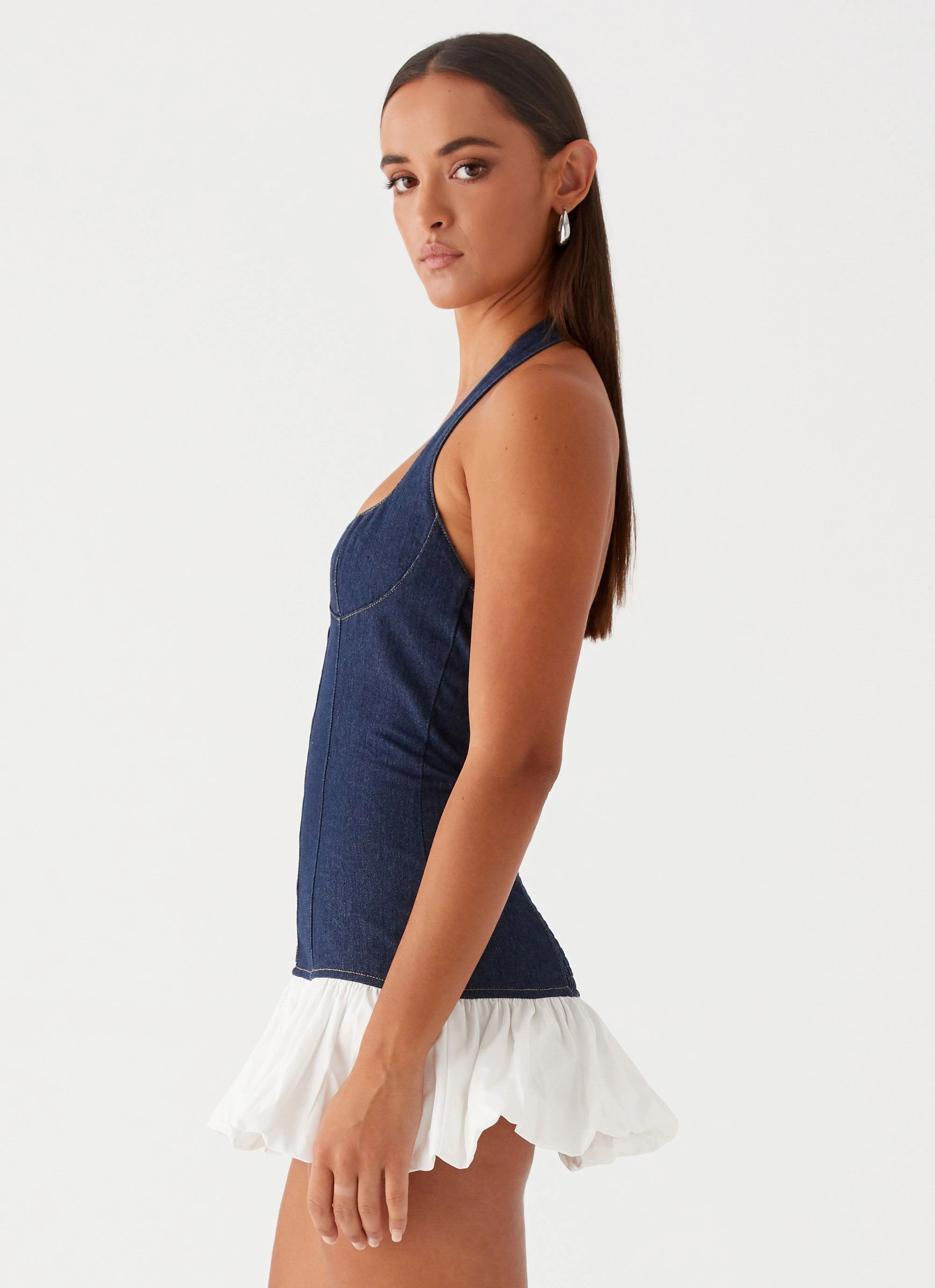 Georgina Denim Mini Dress - Blue Light Layers Pure Vibes
