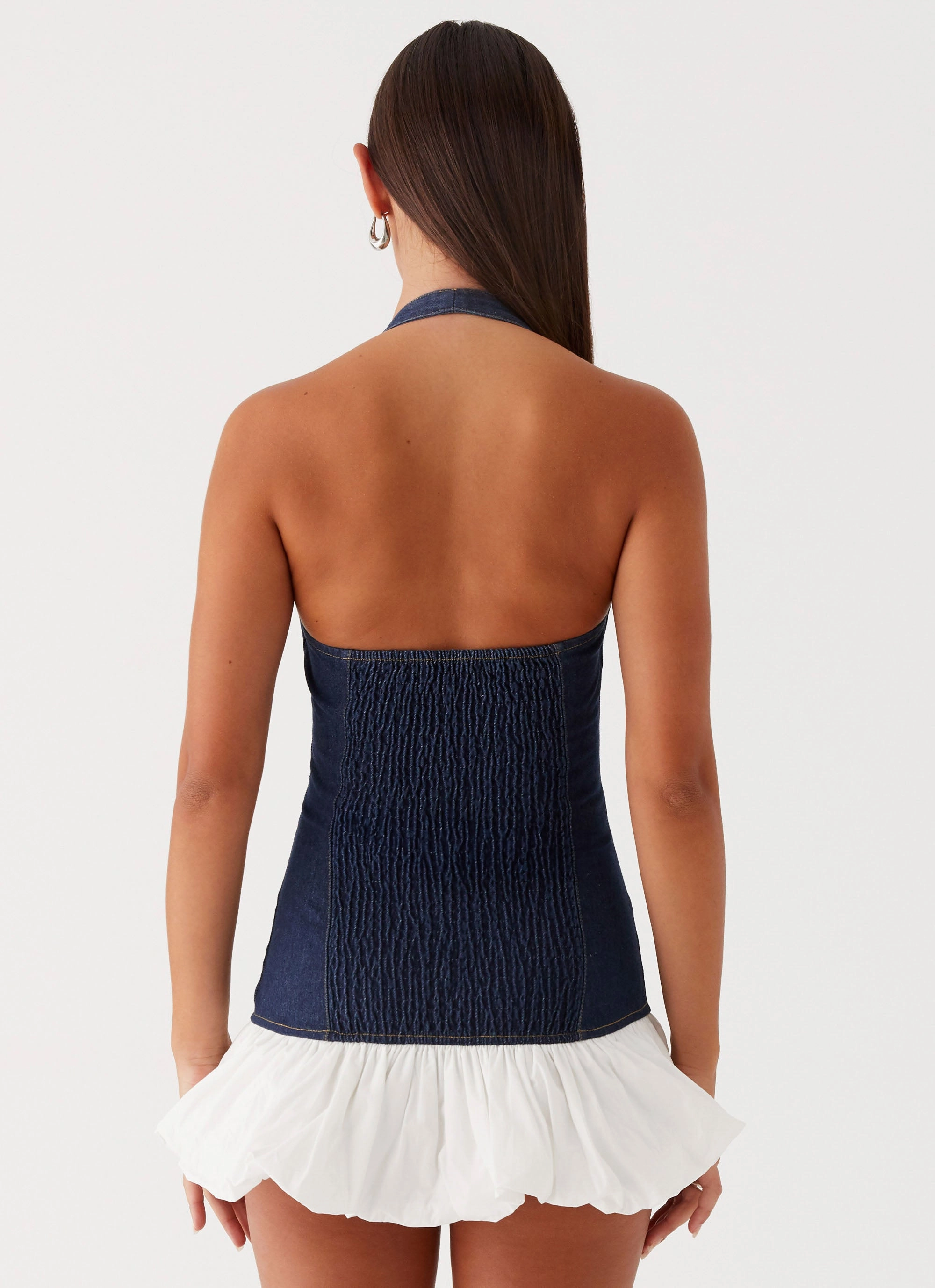 Georgina Denim Mini Dress - Blue Elegant Wool Jacket