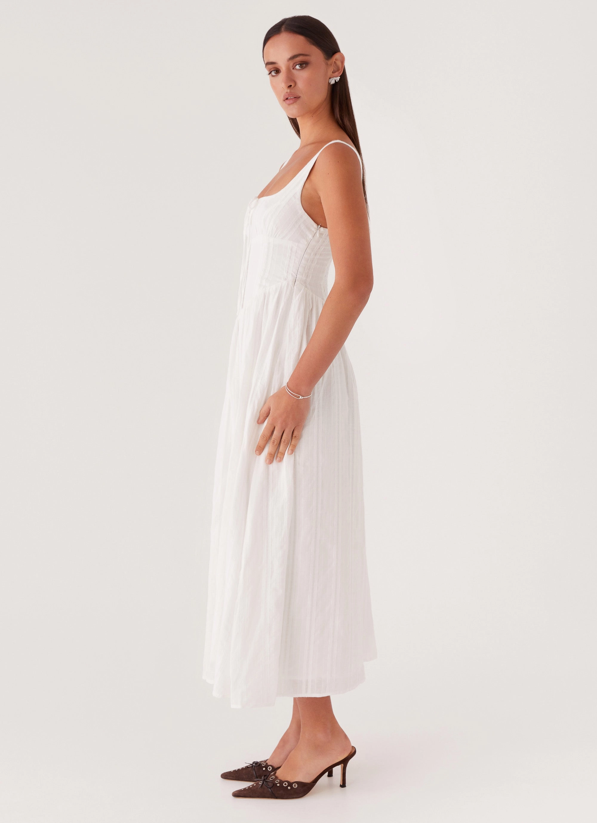 Down Filled Pascuelle Midi Dress - White