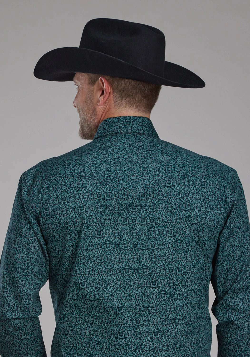 Embroidered Logo Cozy Feel Roper Mens 2152 Vintage Paisley Green 100% Cotton L/S Shirt