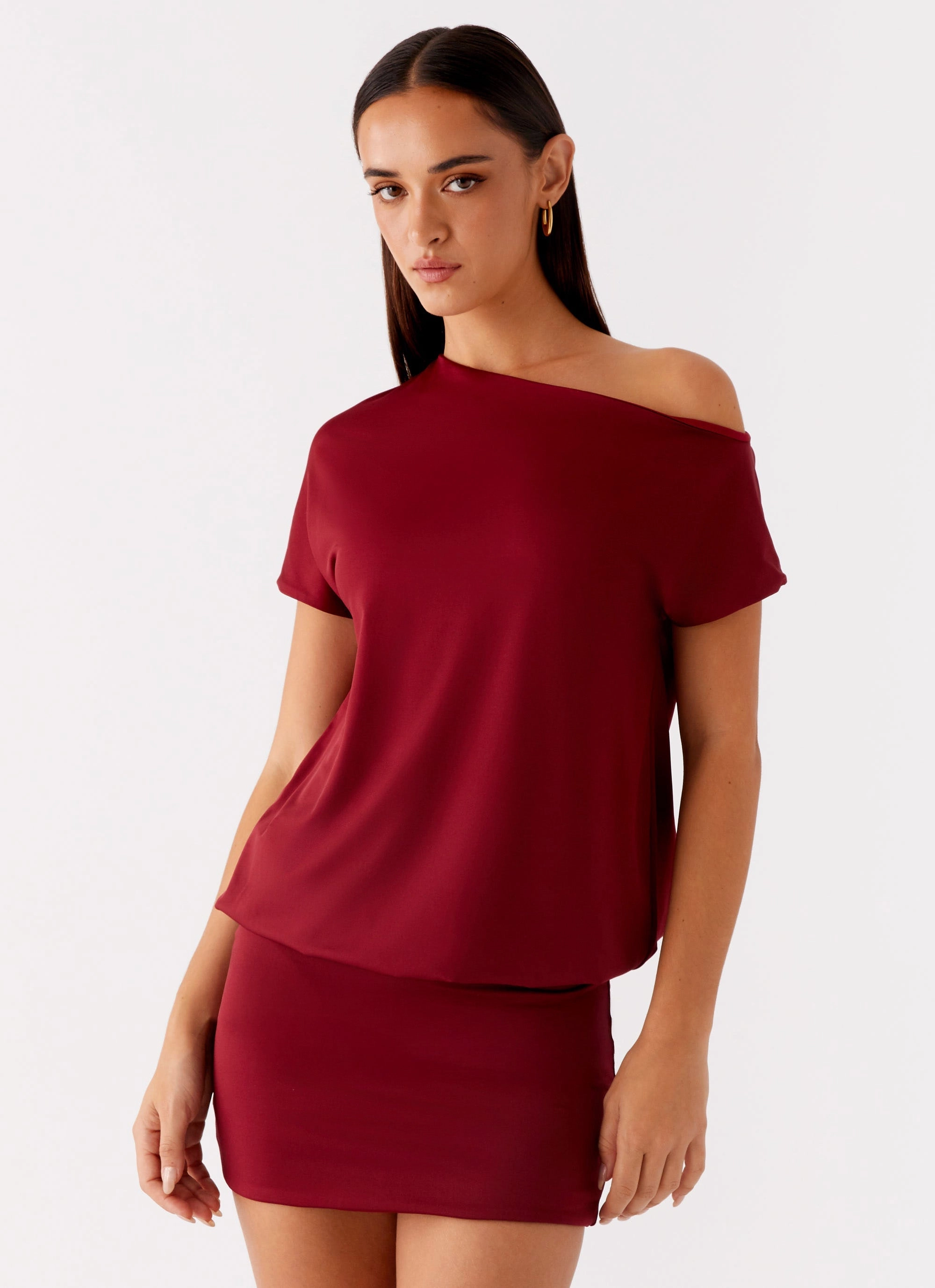 Grace Soft Feminine fit-and-flare silhouette Paulie Mini Dress - Maroon