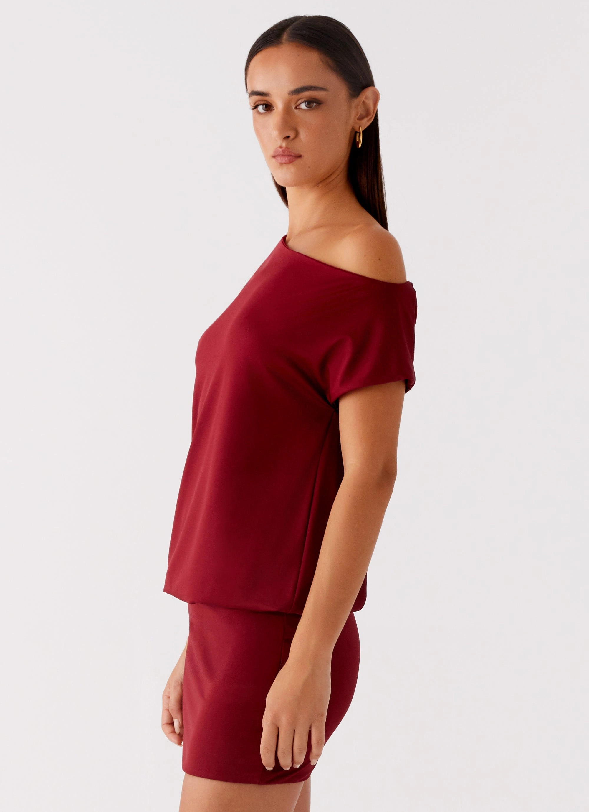 Sculpted Fit Paulie Mini Dress - Maroon