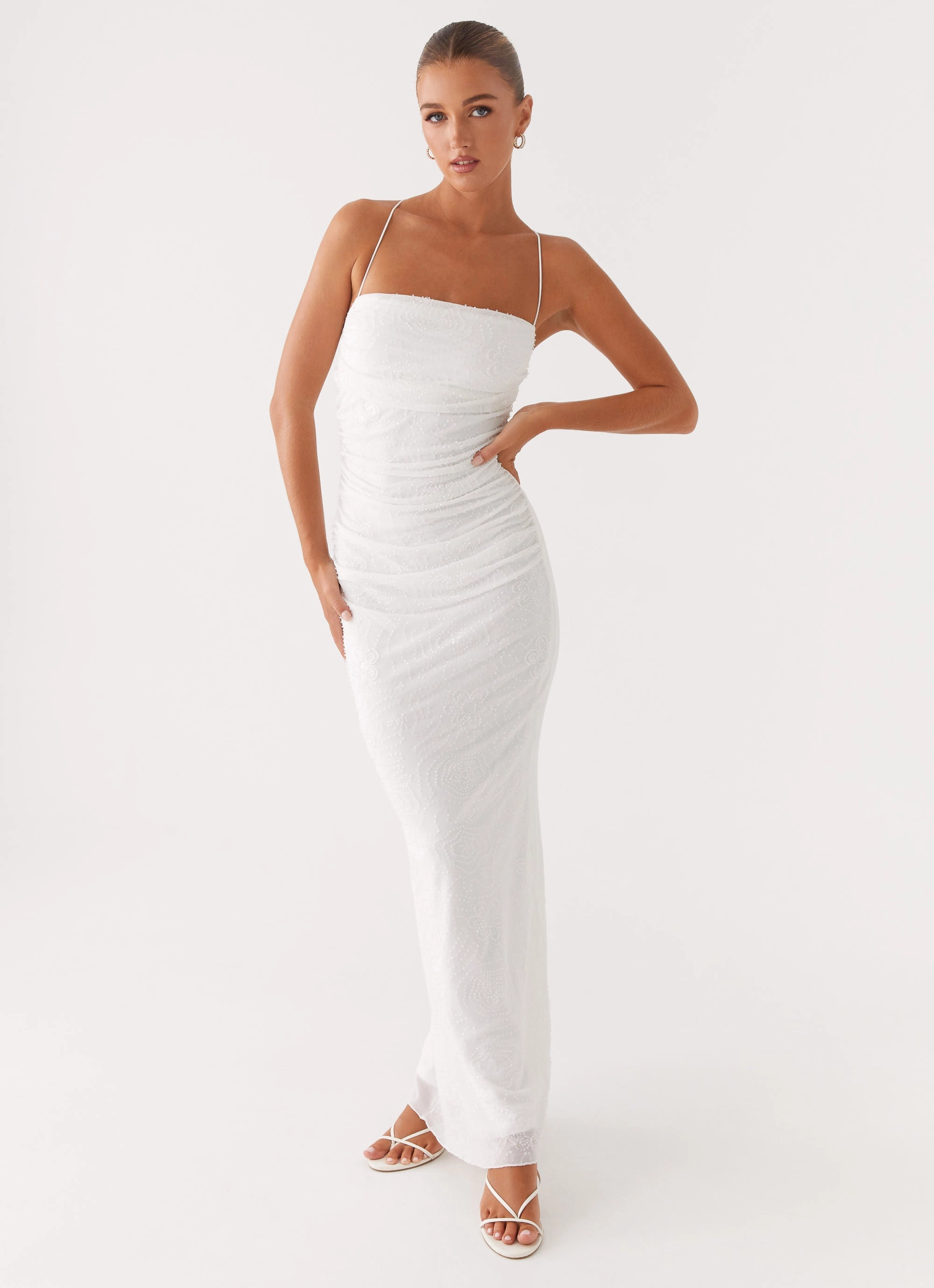 Sophisticated Edge All Moments Paxton Beaded Maxi Dress - White