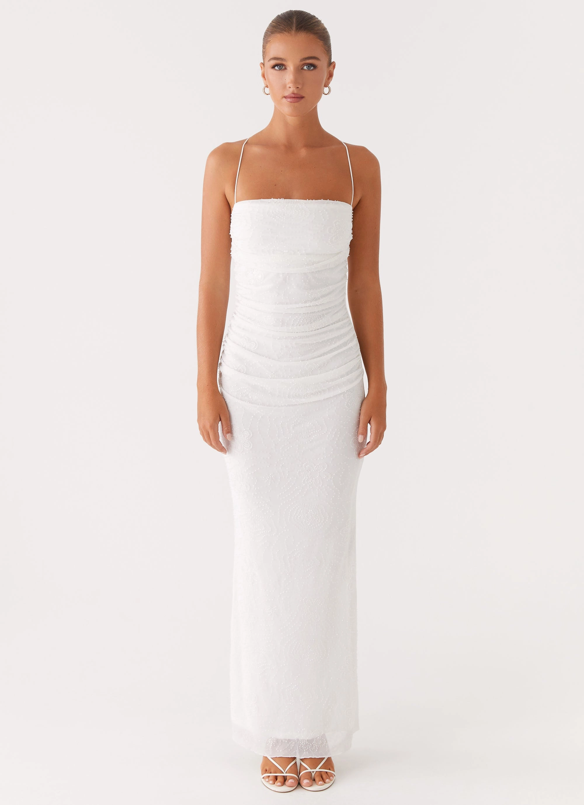 Paxton Beaded Maxi Dress - White Perfect for Layering