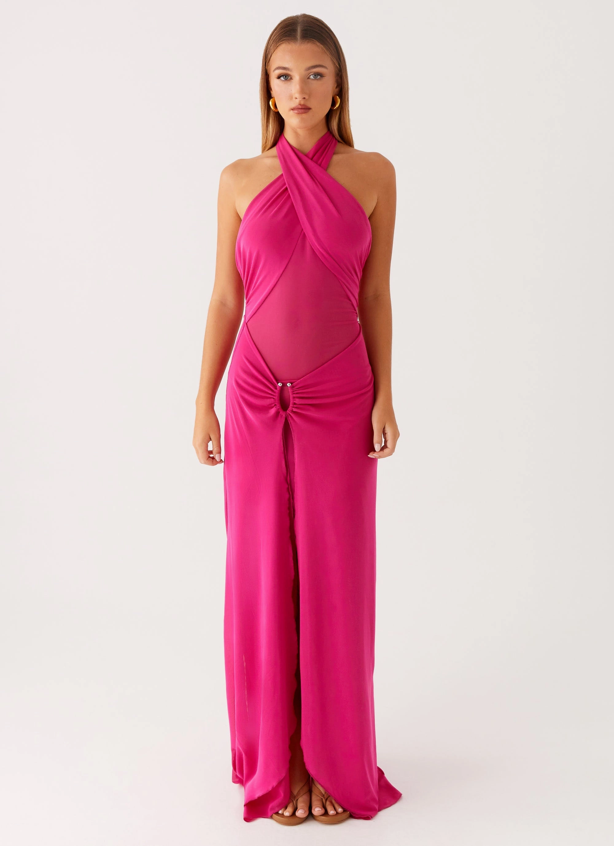 Ericka Maxi Dress - Hot Pink Comfort Look Cool Layers