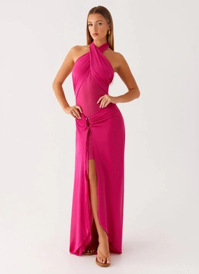 Ericka Maxi Dress - Hot Pink Polished Finish