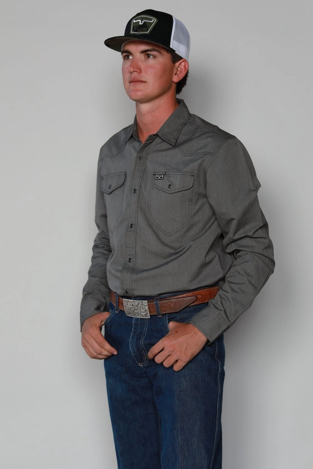 Kimes Ranch Mens Tucson HB Black Cotton Blend L/S Western Shirt Versatile Layering Piece Non Iron Material