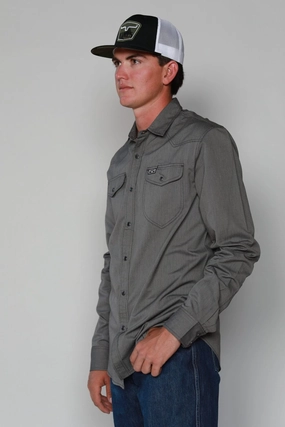 Anniversary Celebration Stretch Fit Technology Kimes Ranch Mens Tucson HB Black Cotton Blend L/S Western Shirt