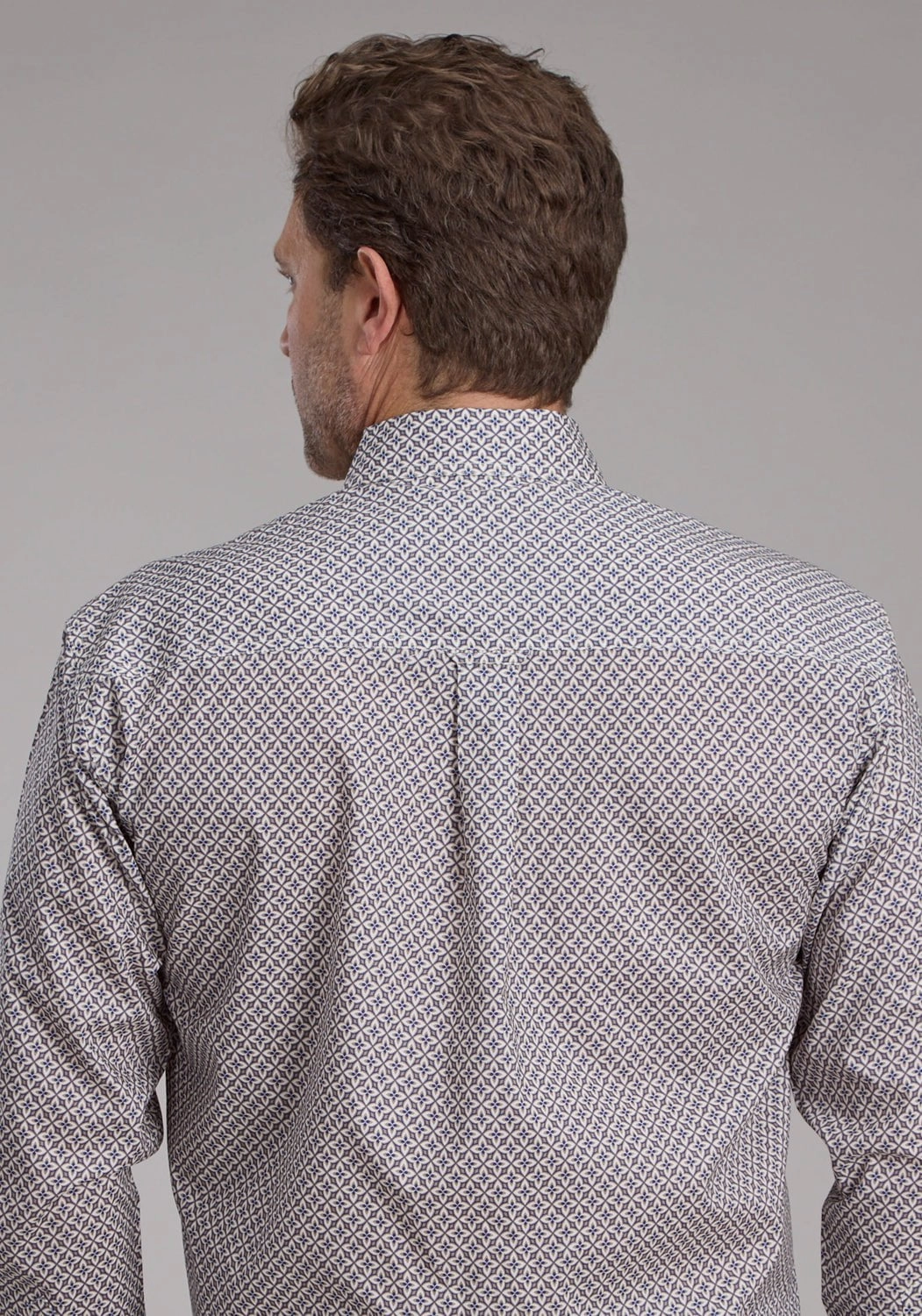 Roper Mens 2384 Pinwheel Foulard Khaki 100% Cotton 1 Pkt L/S Shirt High-End Look