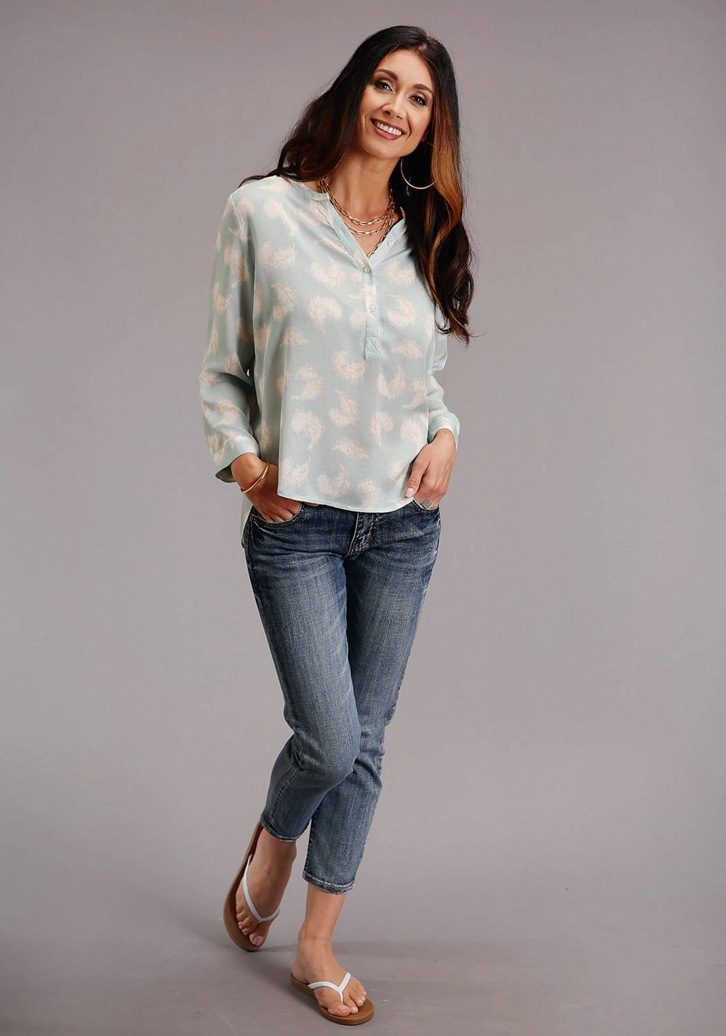 Creative Professional Polished Style Stetson Womens Aqua Rayon/Nylon Feathers S/S Blouse