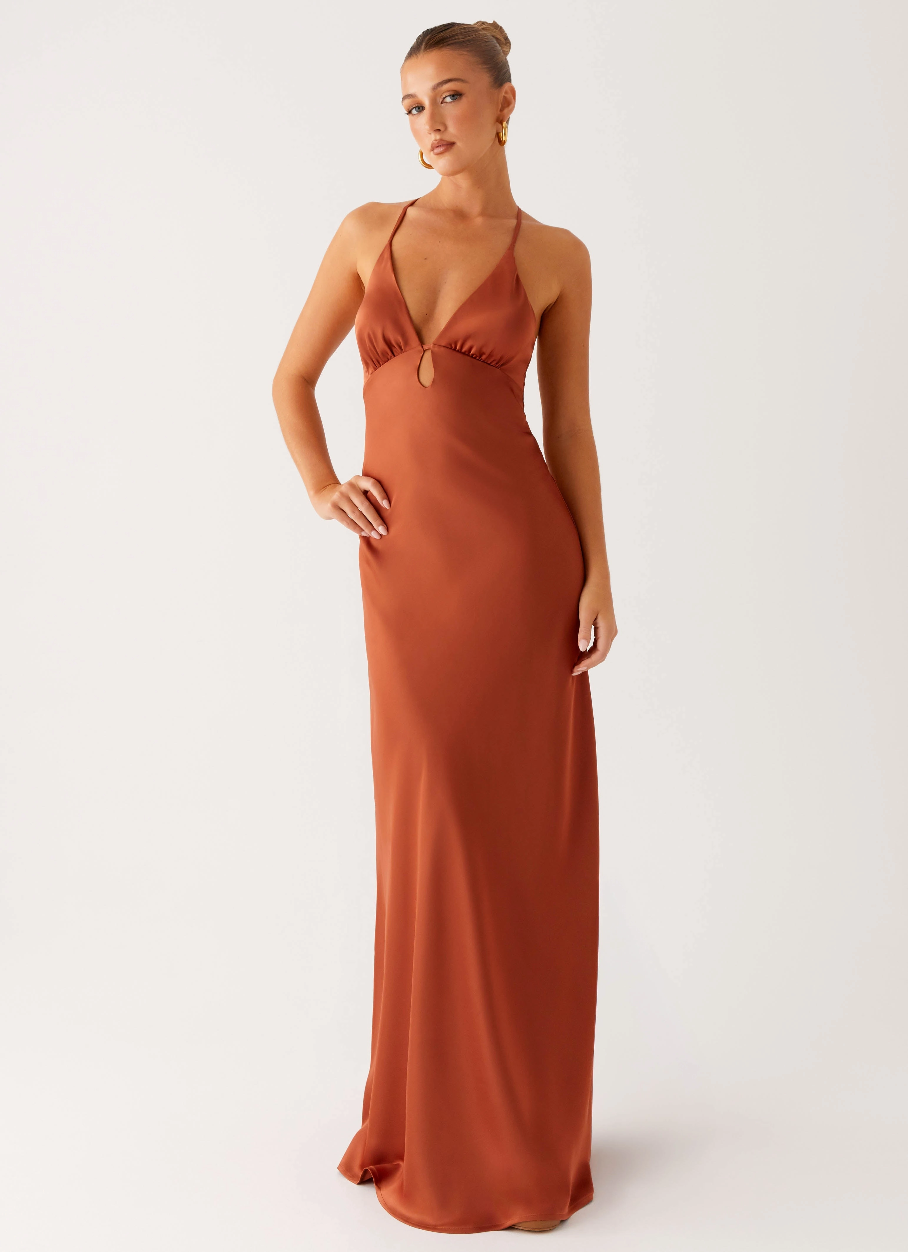 Runway Inspired Sundowner Maxi Dress - Rust