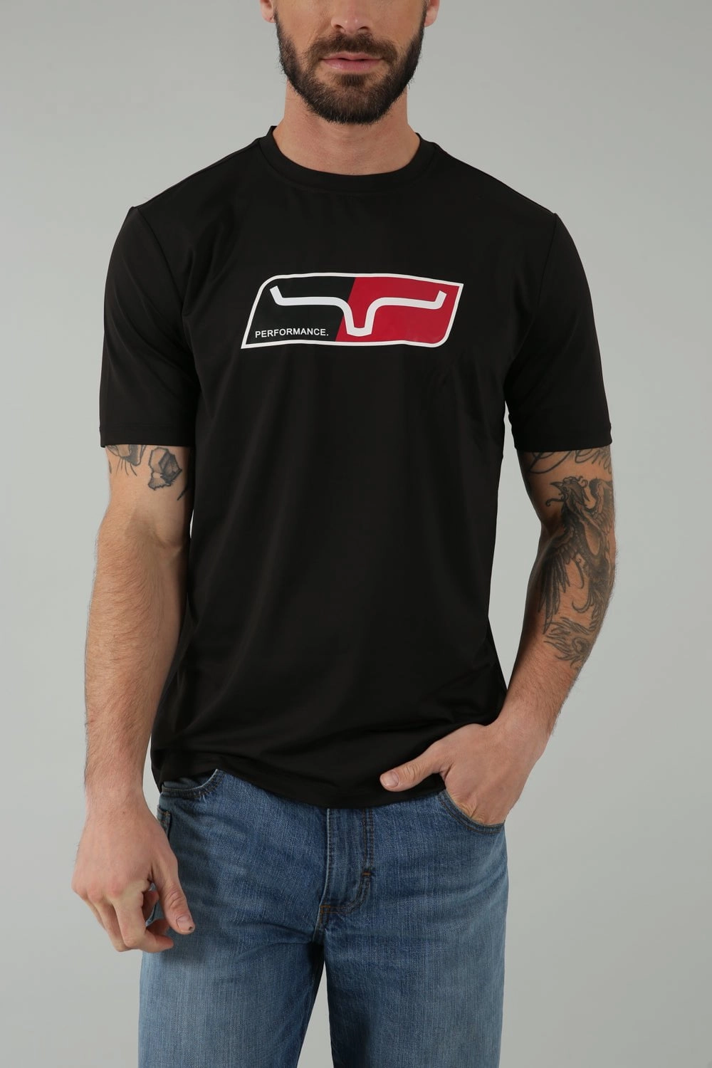 Kimes Ranch Mens Alta Tech Tee Black Polyester Blend S/S T-Shirt Cozy and Light Reinforced Hemline