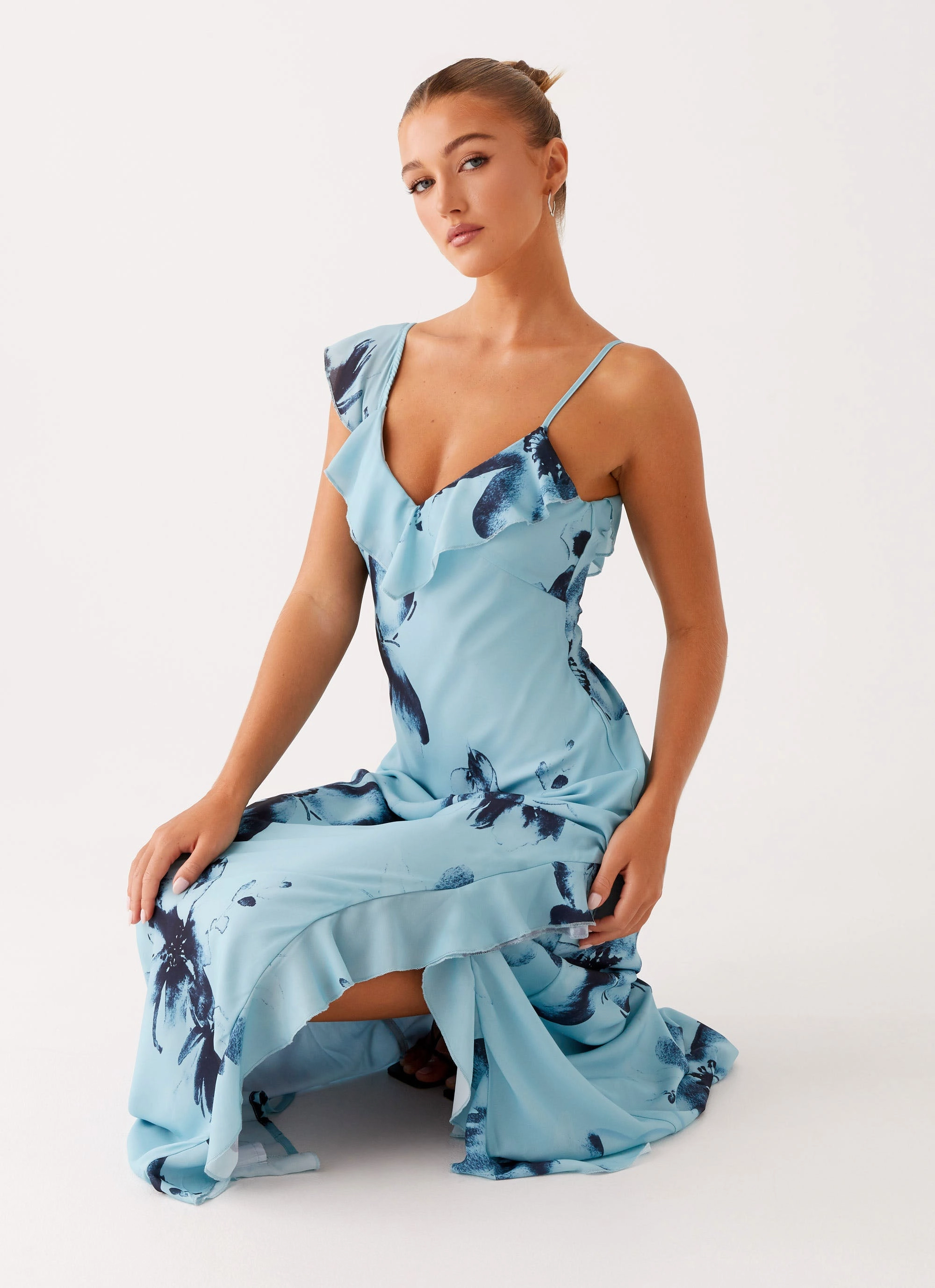 Goldsmith Maxi Dress - Blue Black Floral Color Soft