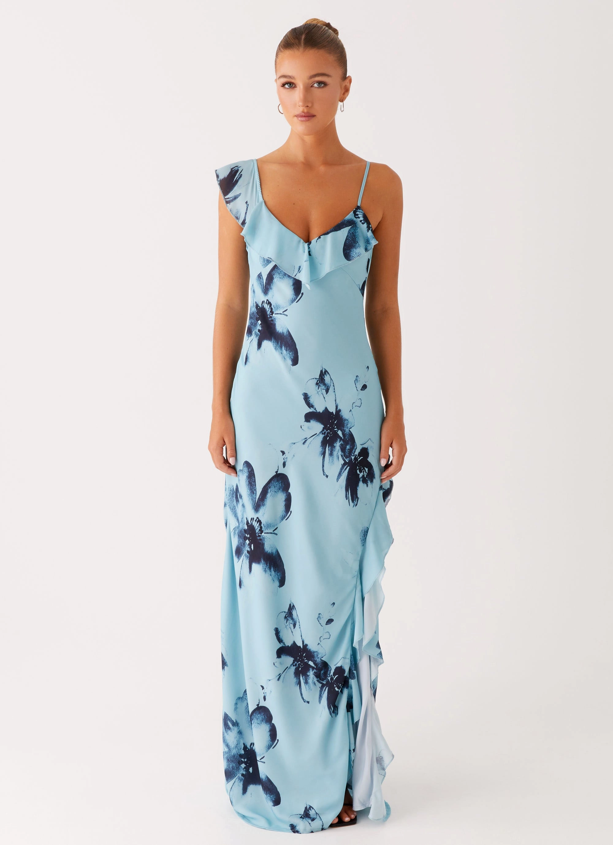 Goldsmith Maxi Dress - Blue Black Floral Polished look dress Calm Style