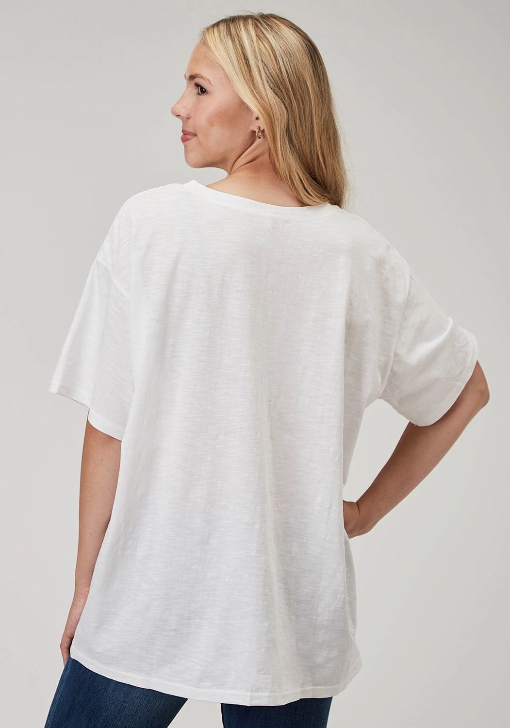 Round Collar Trendsetting Style Roper Womens Cowgirls Dont Cry White 100% Cotton S/S T-Shirt