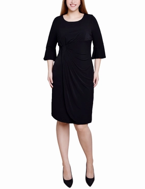 Bold Mood Petite 3/4 Length Trumpet Sleeve Dress