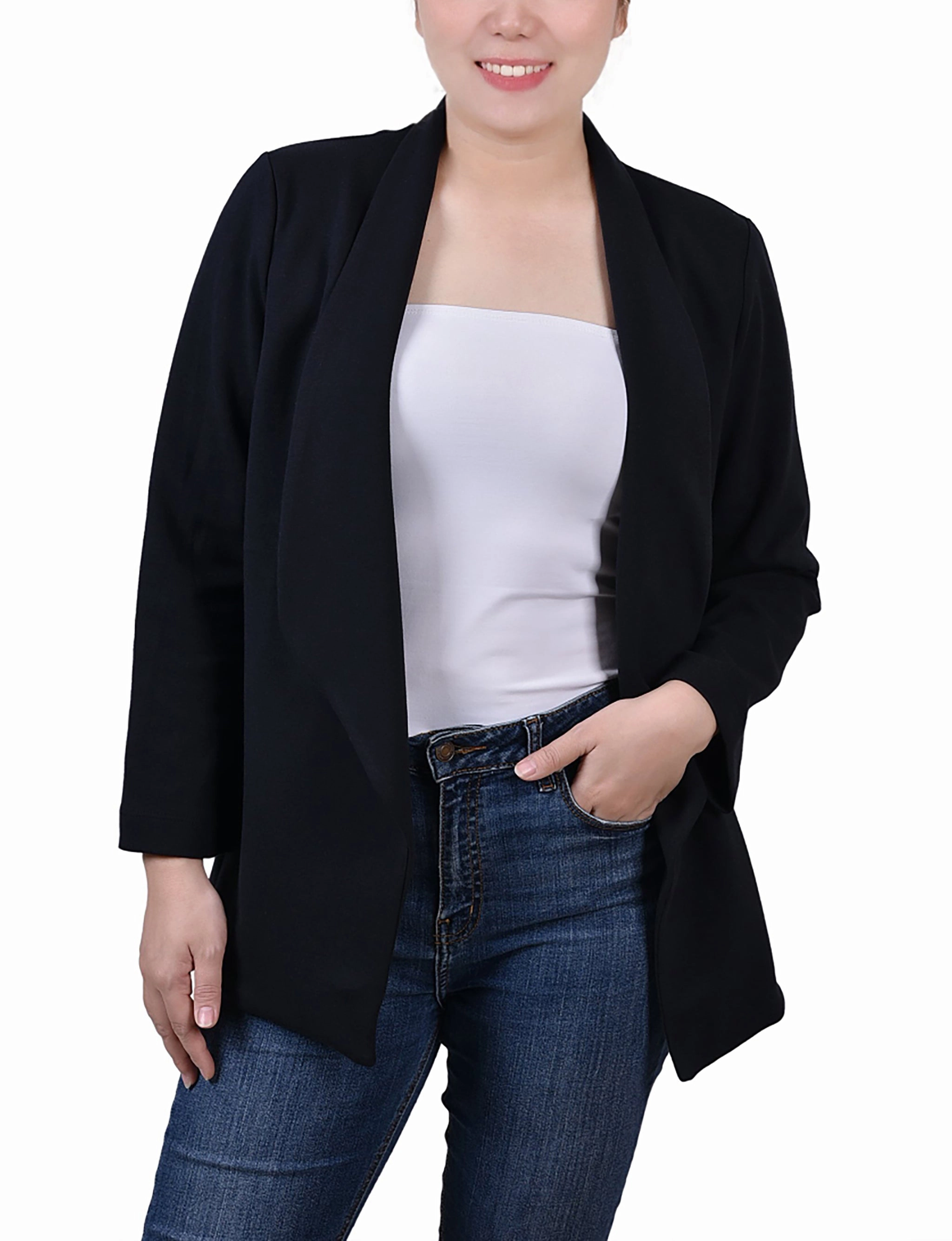 NonScratchyLining Petite 3/4 Sleeve Ponte Jacket