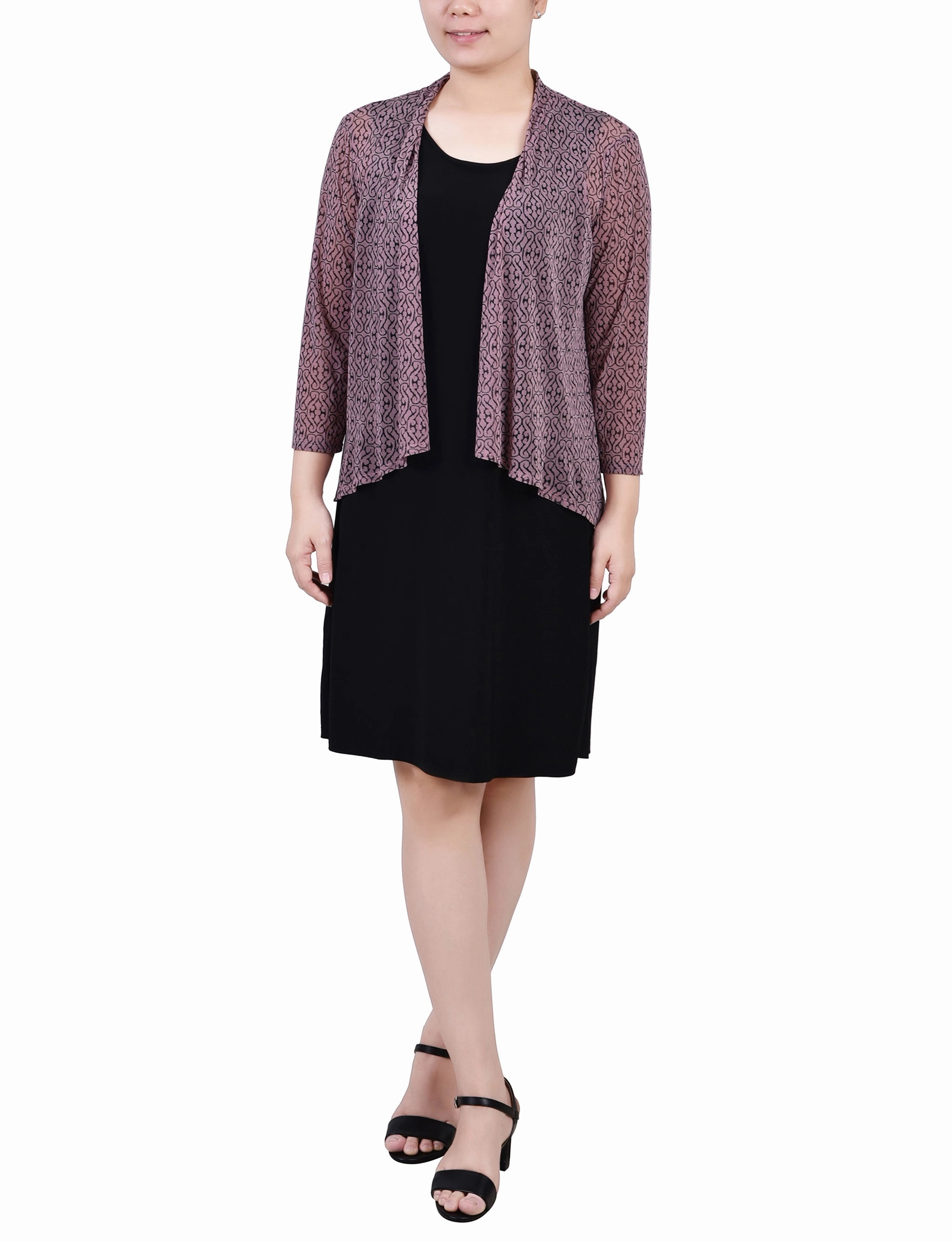 Petite Cardigan And Dress Set Soft Cut Smart Layer Wear