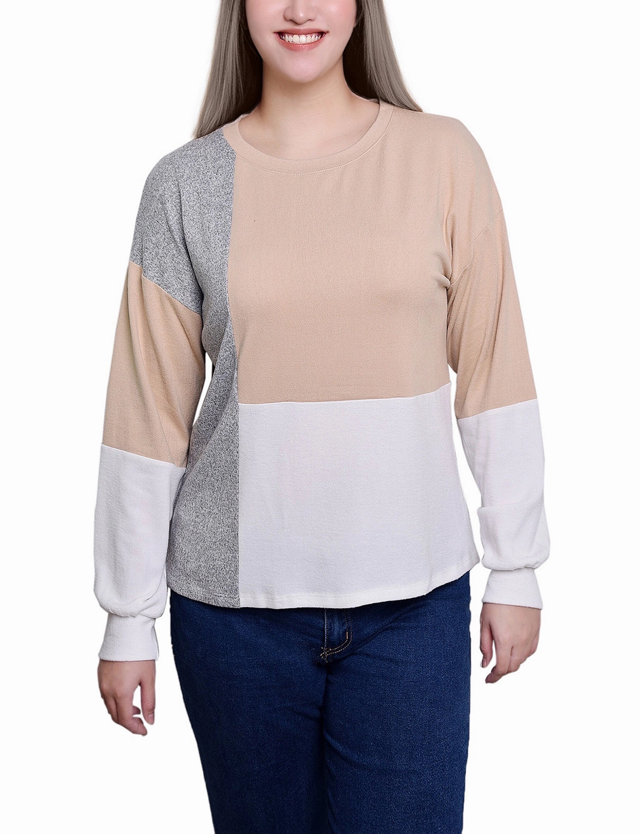 Petite Color-Blocked Top QuickDry Performance Tagless Comfort Collar