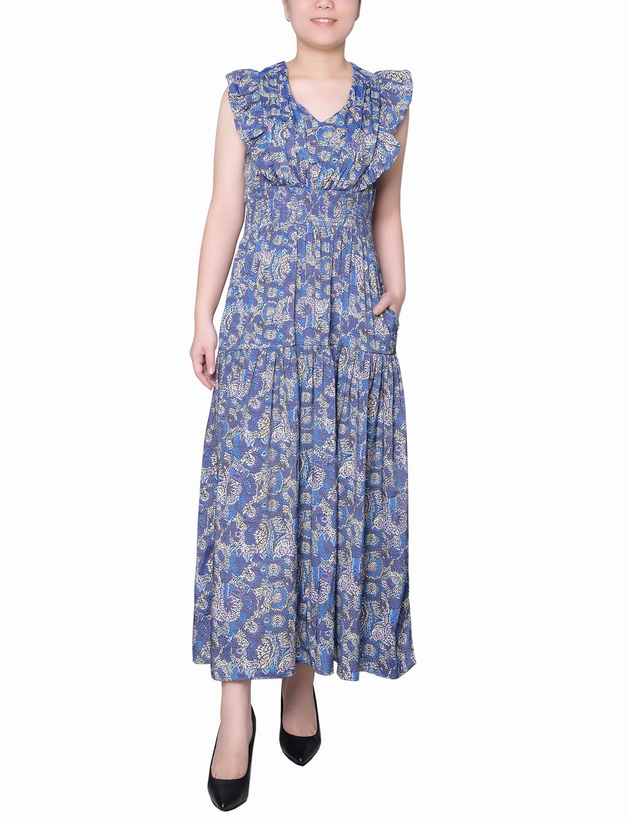 loose silhouette Fresh Energy Petite Flutter Sleeve Midi Dress