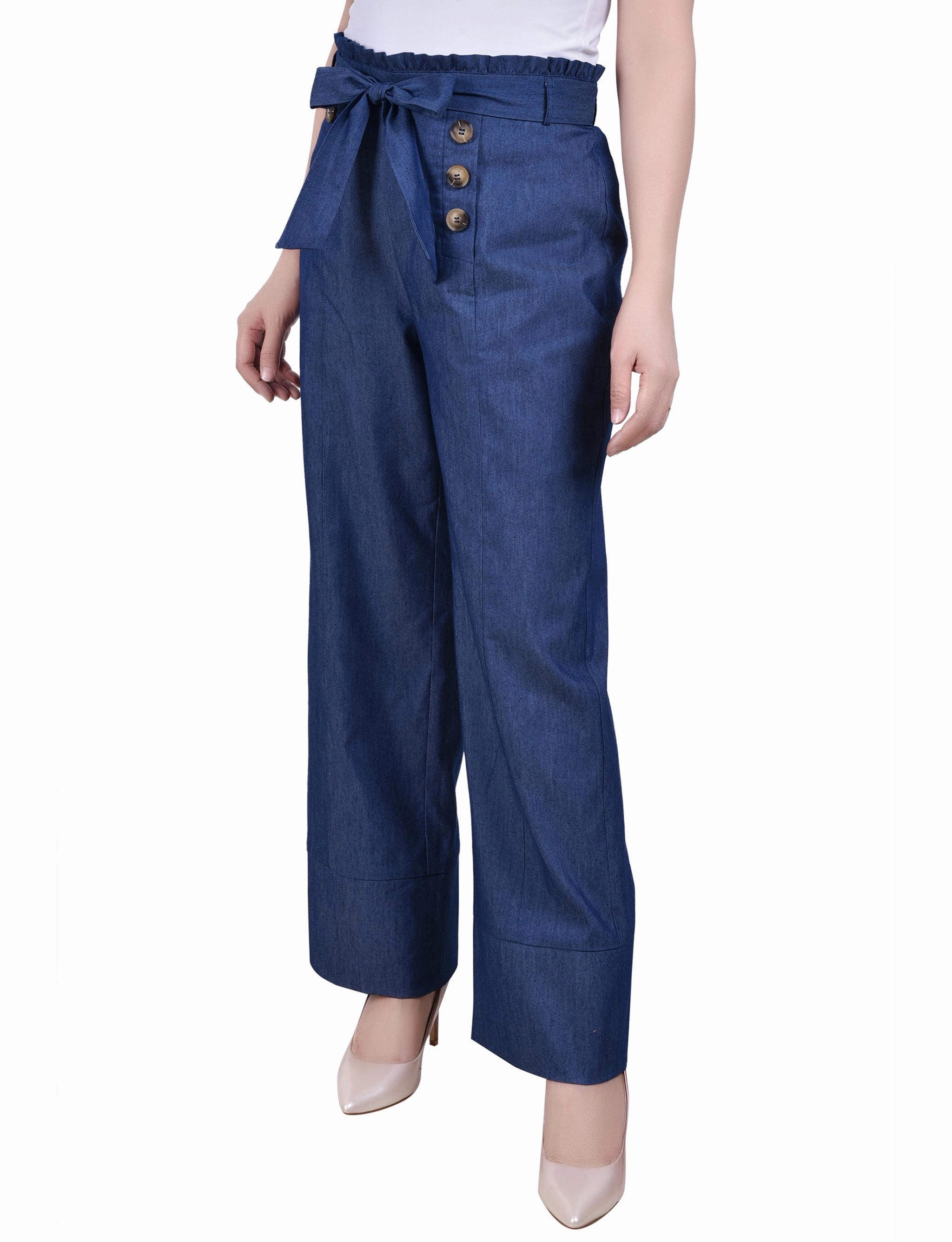 Petite Full Length Pull On Sailor Pants Durable Seam Construction