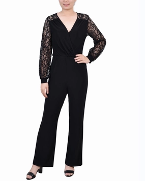 Petite Jumpsuit With Lace Sleeve Tagless Label System Modern Touch