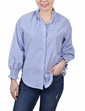 Comfy Cardigan Casual Fit Petite Long Sleeve Button Front Blouse