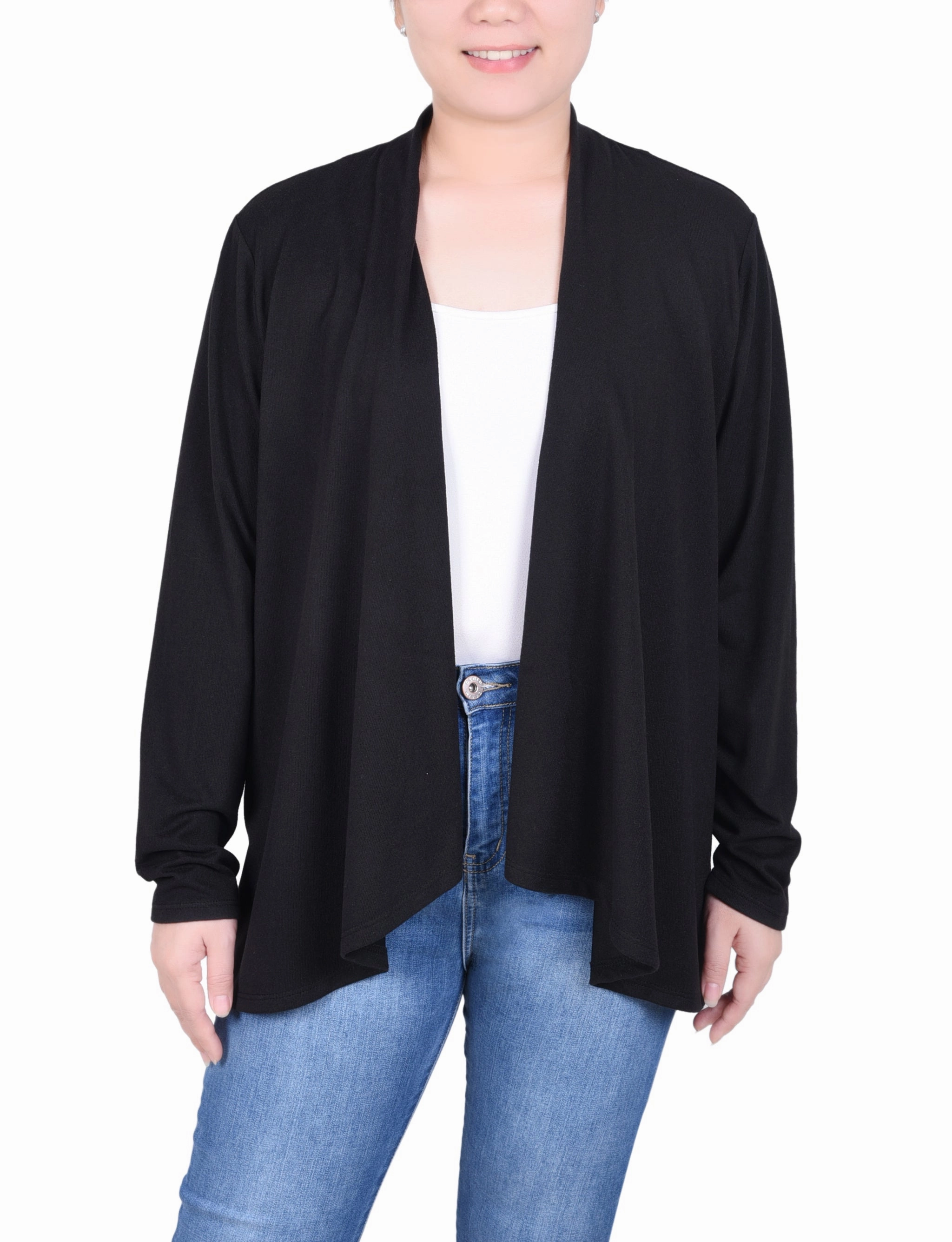 HighDensityFoam Petite Long Sleeve Swing Cardigan