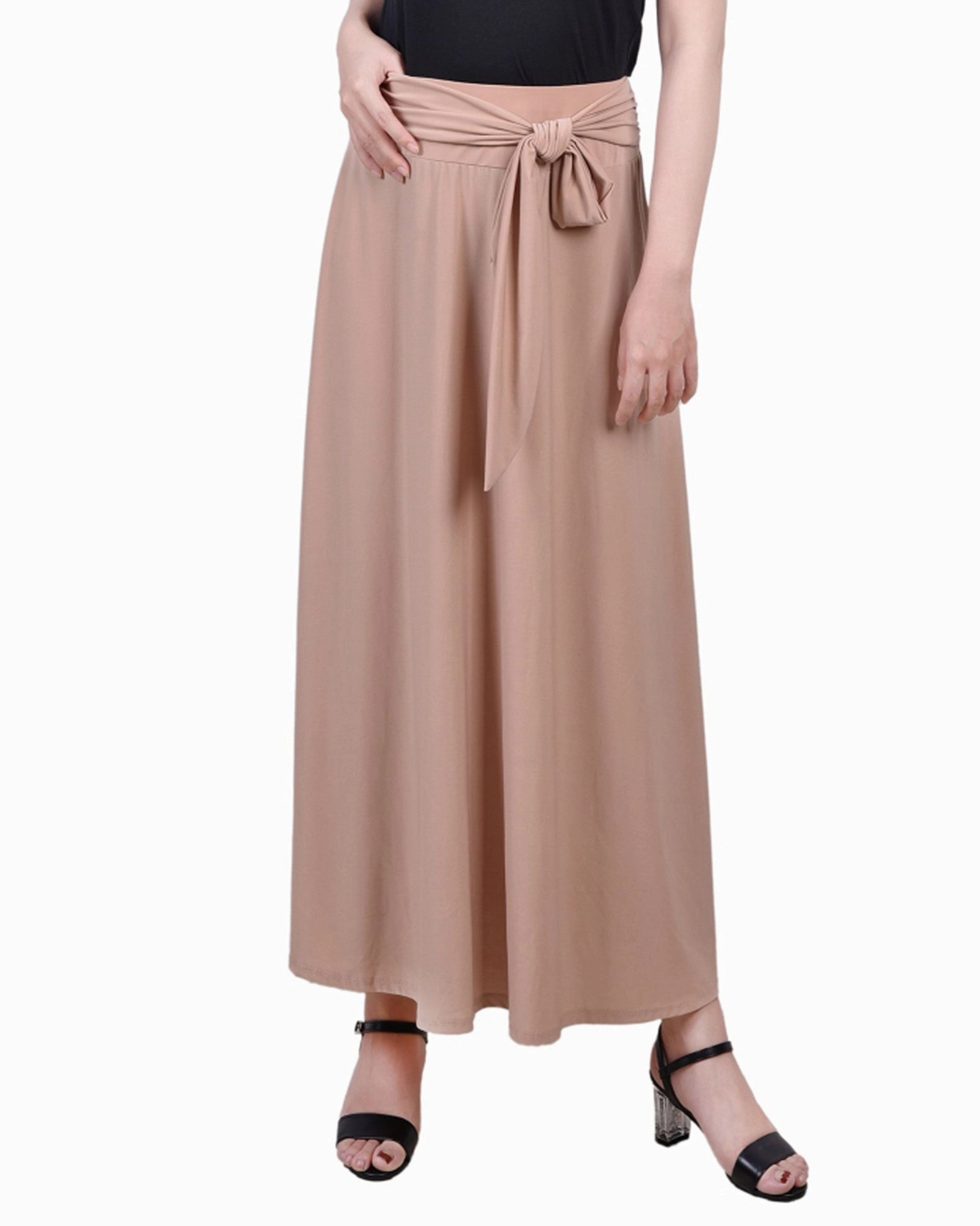 Petite Maxi Skirt With Sash Waist Tie Minimalist Layering